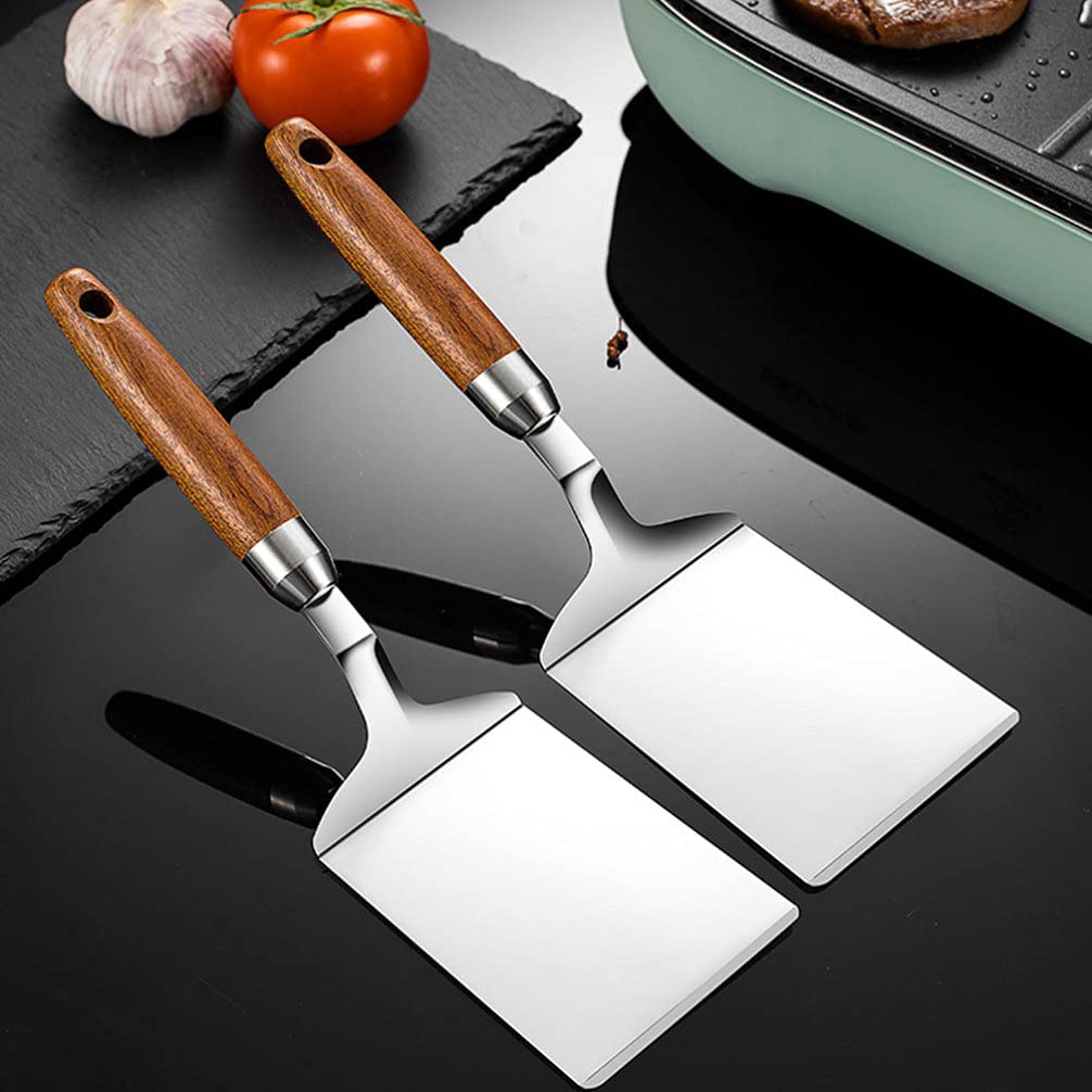 Hemoton Ergonomic Handle Teppanyaki Scraper Non-slip Steak Spatula Turner Ideal for Pizza Spatula Baking Bbq Lightweight