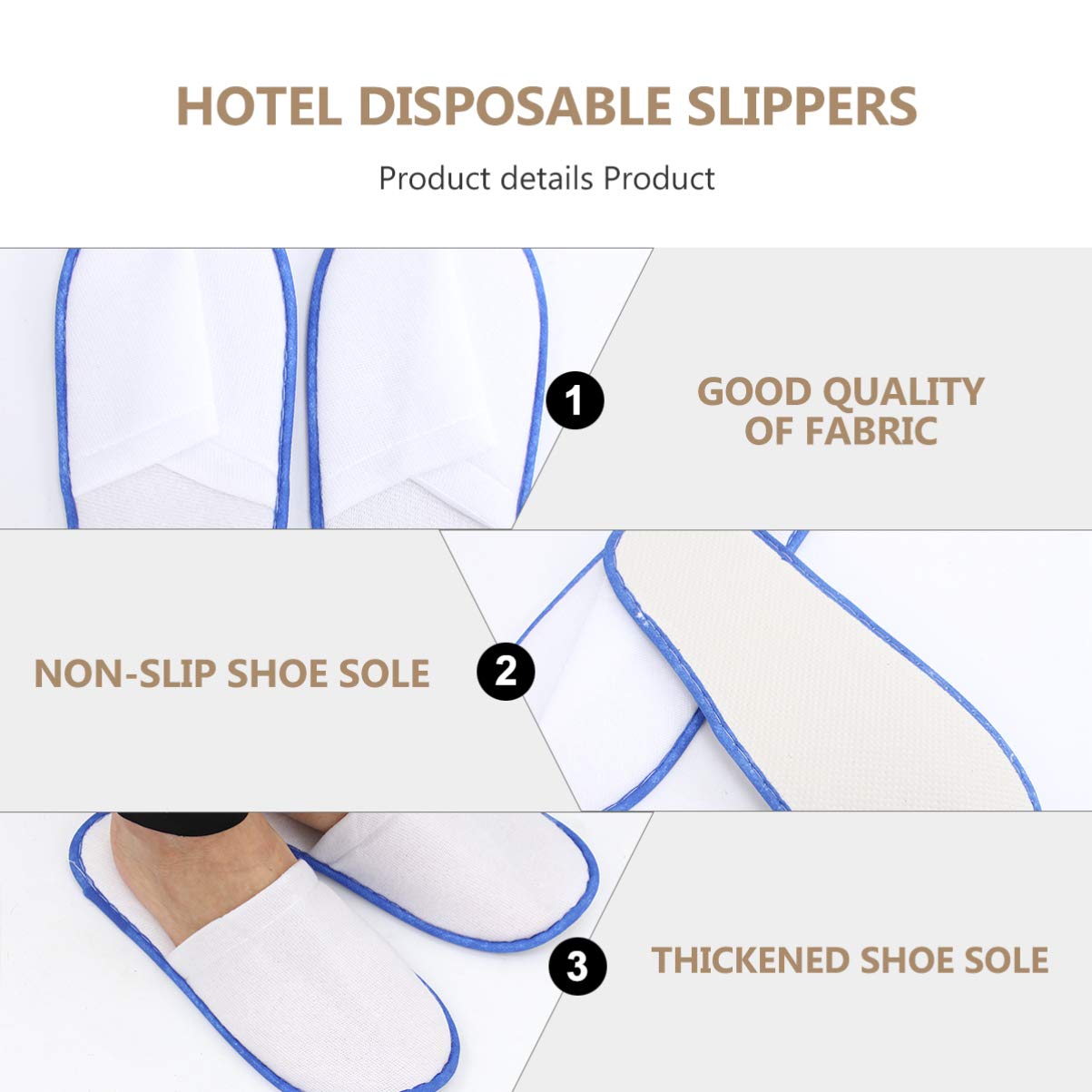 HEALLILY 24 Paia di Pantofole Usa E Getta Addensate Pantofole Antiscivolo per Ospiti Traspiranti Sandali da per Il Ristorante Dell'hotel