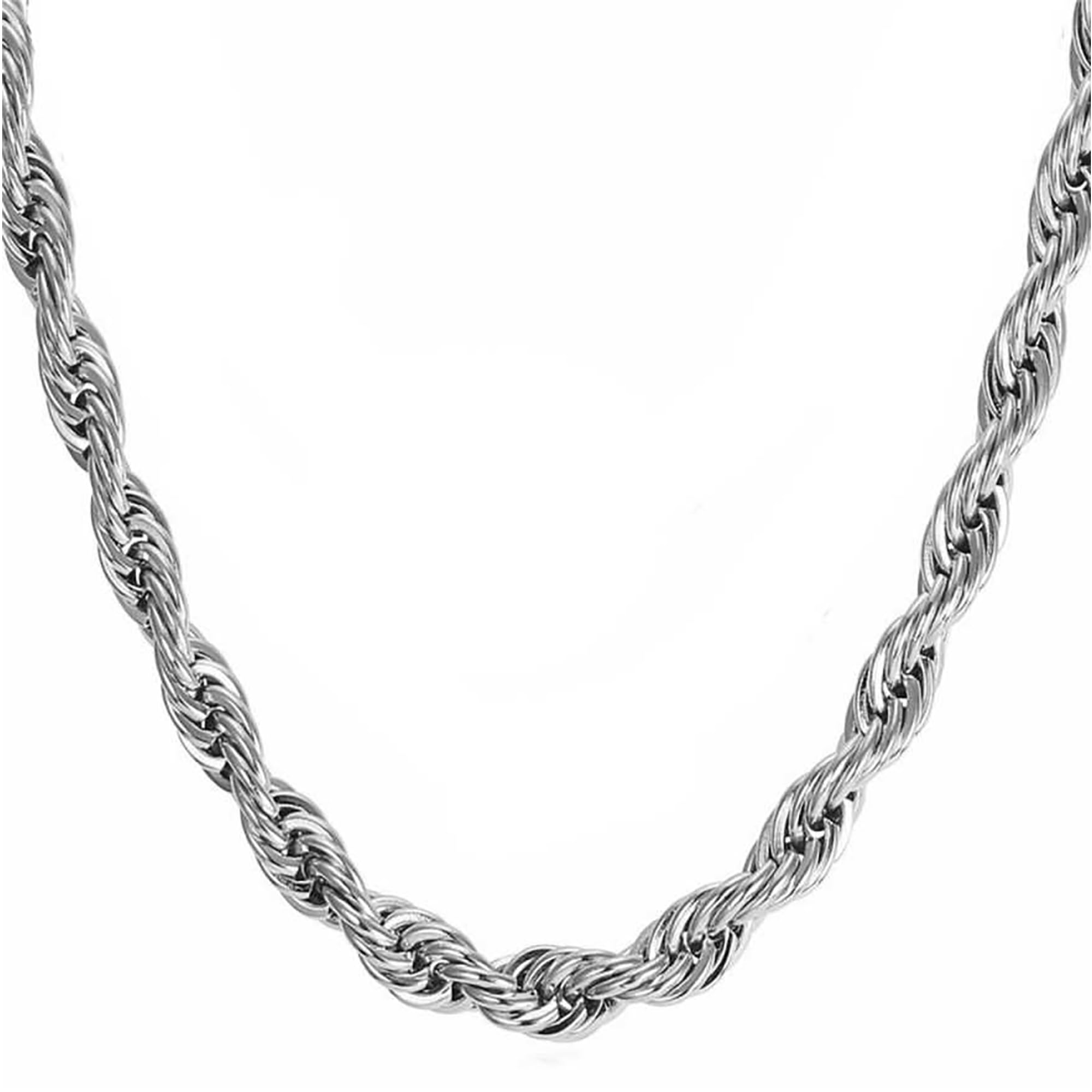 Fashion Frill Silver Chain For Men Stainless Steel Silver Plated Rope Design Necklace Silver Chain For Men Boys Girls Women Jewellery Chains 22 Inches (B0867D5SYK) Amazon Price History, Amazon Price Tracker