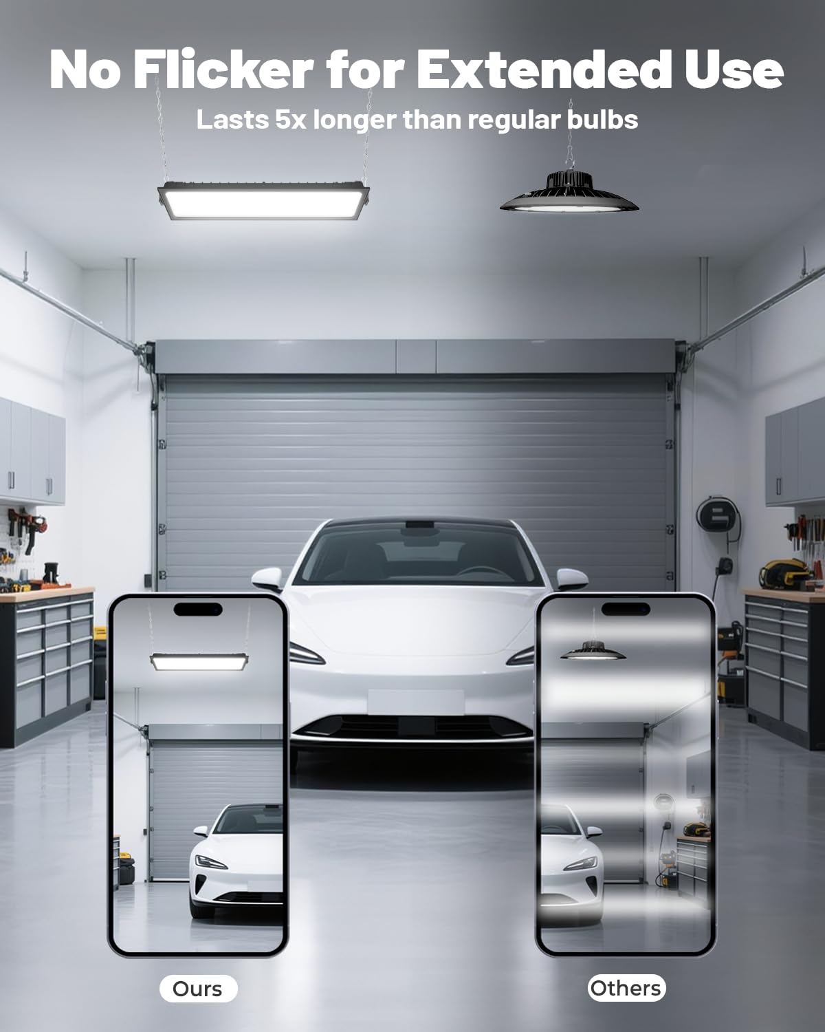 2 Pack Linkable LED Shop Light Built-in Outlet - 100W 15000LM Aluminum Plug in Garage Light w 9 — view 5