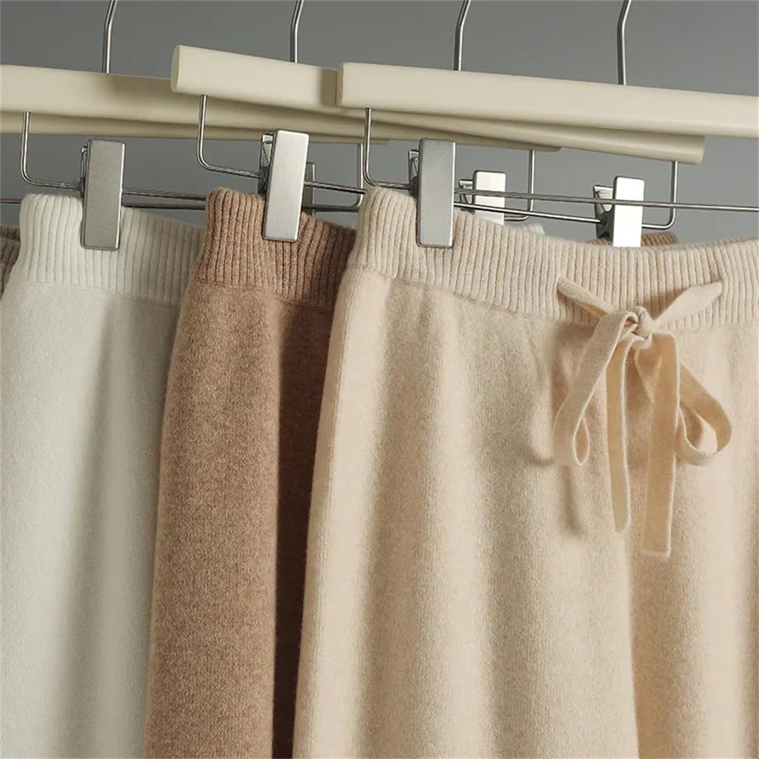 Pantaloni da donna a vita alta tinta unita a gamba larga casual morbidi caldi in lana merino pantaloni jeans