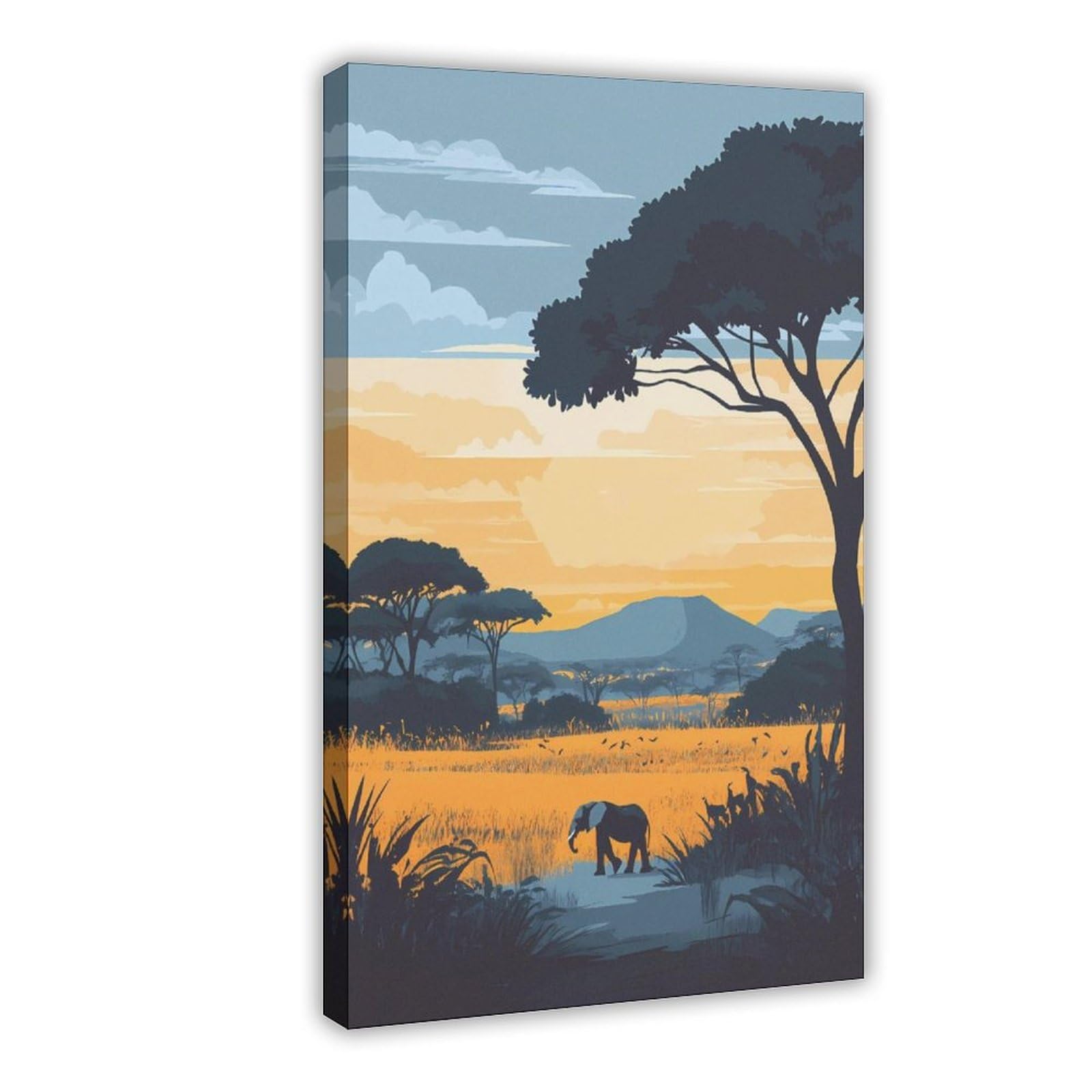 Utgn Hwange National Park Zimbabwe Elephant Sunset Canvas Poster Wall Art Print Picture Paintings 08X12inch(20X30cm)