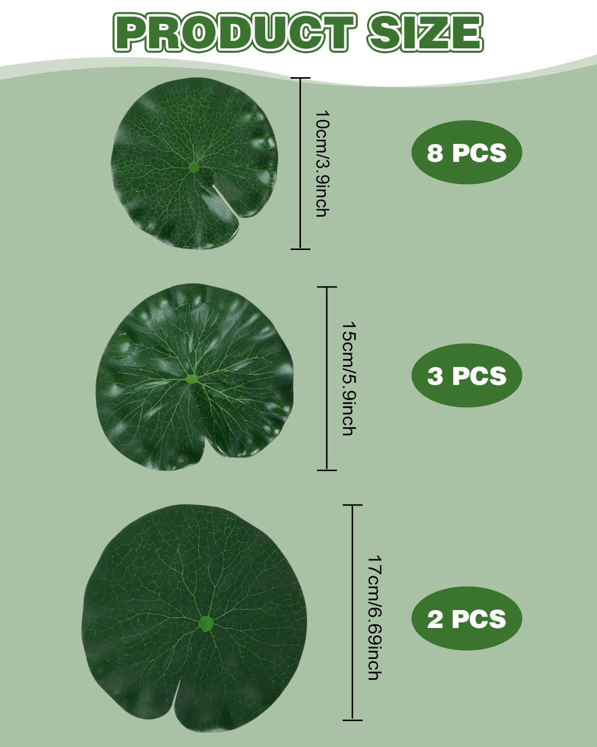 Foglie di loto artificiali, 13 pezzi di ninfee galleggianti, in schiuma, realistiche, per casa, giardino, laghetti, piscine, acquari, acquari, decorazioni paesaggistiche