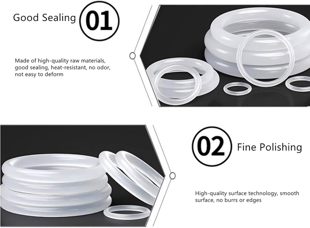 50 St Vit Silikon O-ringar Av Livsmedelskvalitet, ID 14 Mm, OD 24 Mm, Tru00e5ddiameter 5 Mm, Lu00e4mplig Fu00f6r Ru00f6r Och Ventiler, Elektronisk Utrustning, 14 X 24