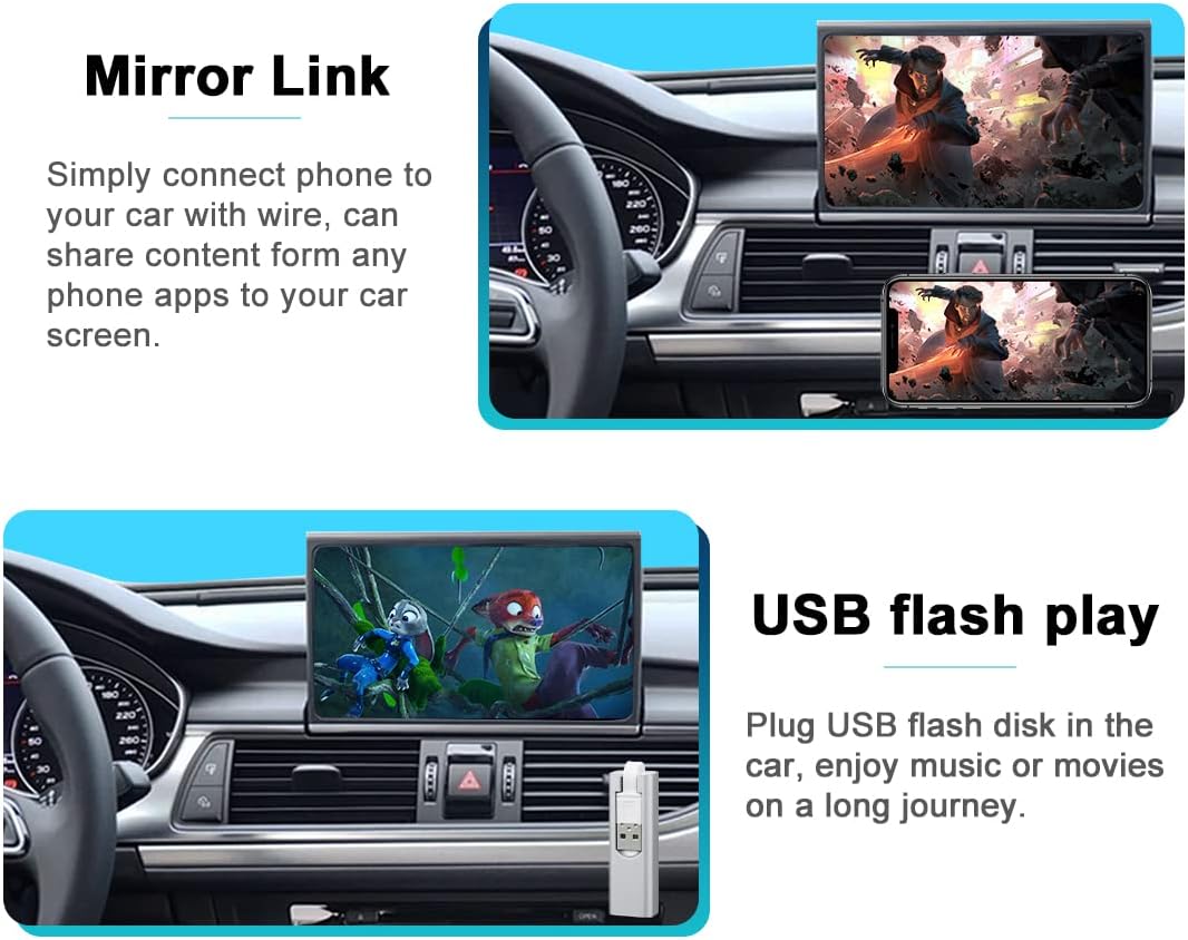 Mirror Link and USB flash drive playback features