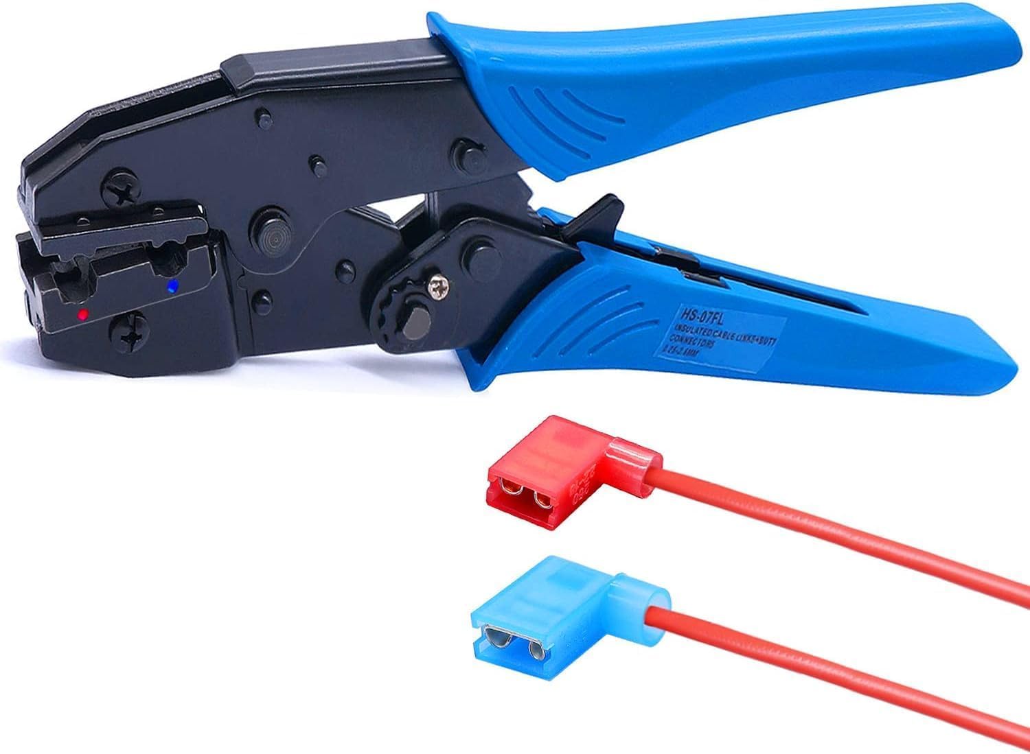 Blyxon Ratchet Crimp Pliers Crimping Tool Ratchet Terminal Crimper Wire Crimp Tool for Crimping Tubular Terminals Nylon Flag Spade Female Connectors HS-07FL