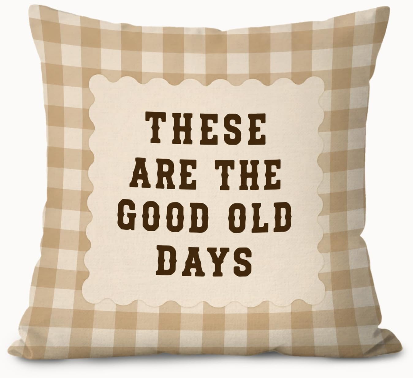 Inspirational Kids Room Retro Brown Gingham 18x18 Pillow Cover