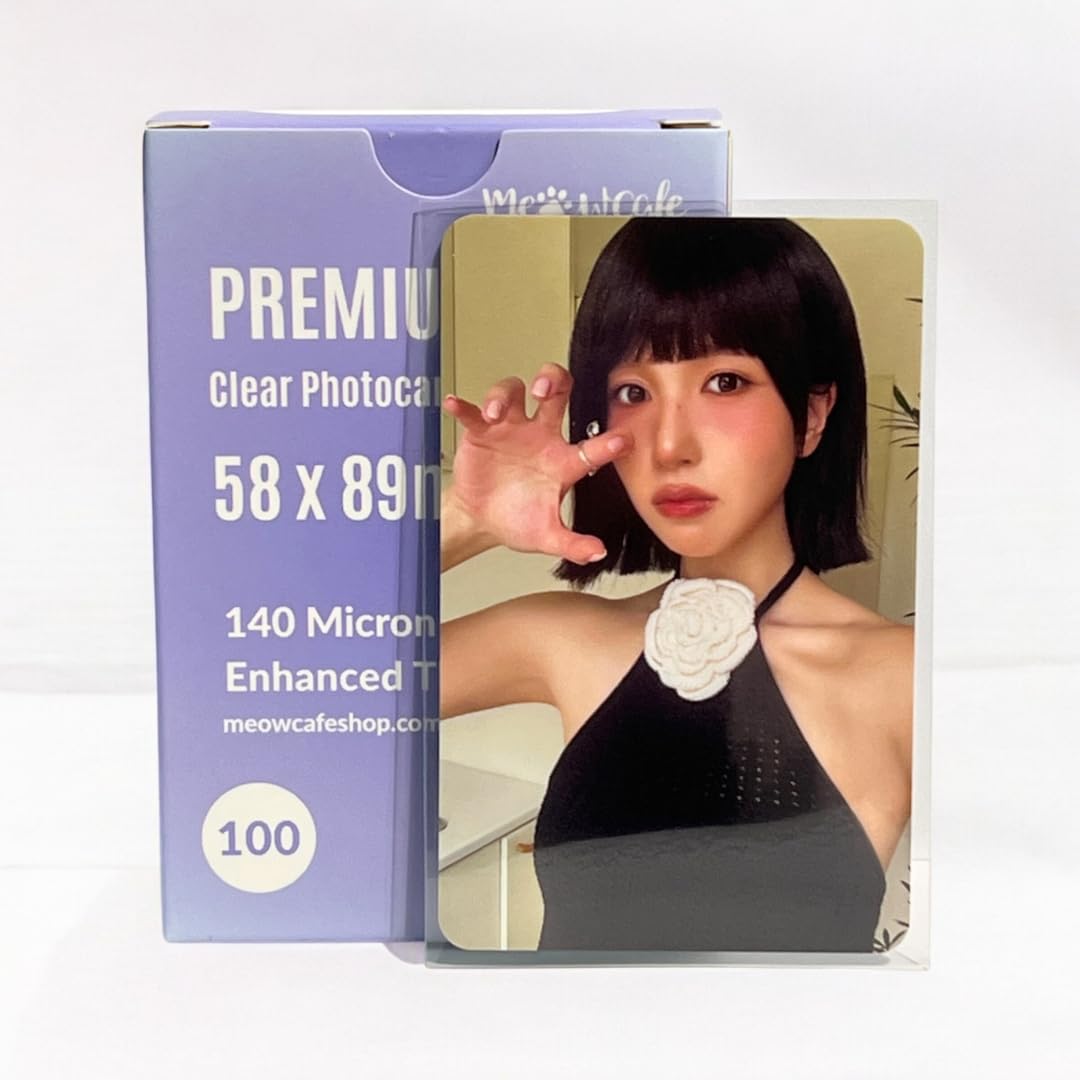MEOWCAFE Premium CPP Card Sleeves in Box Design, Strong, Thick, High Clarity Kpop Photocard Sleeve, 100 Sleeves (58x89mm (140 Micron)) โ image 1