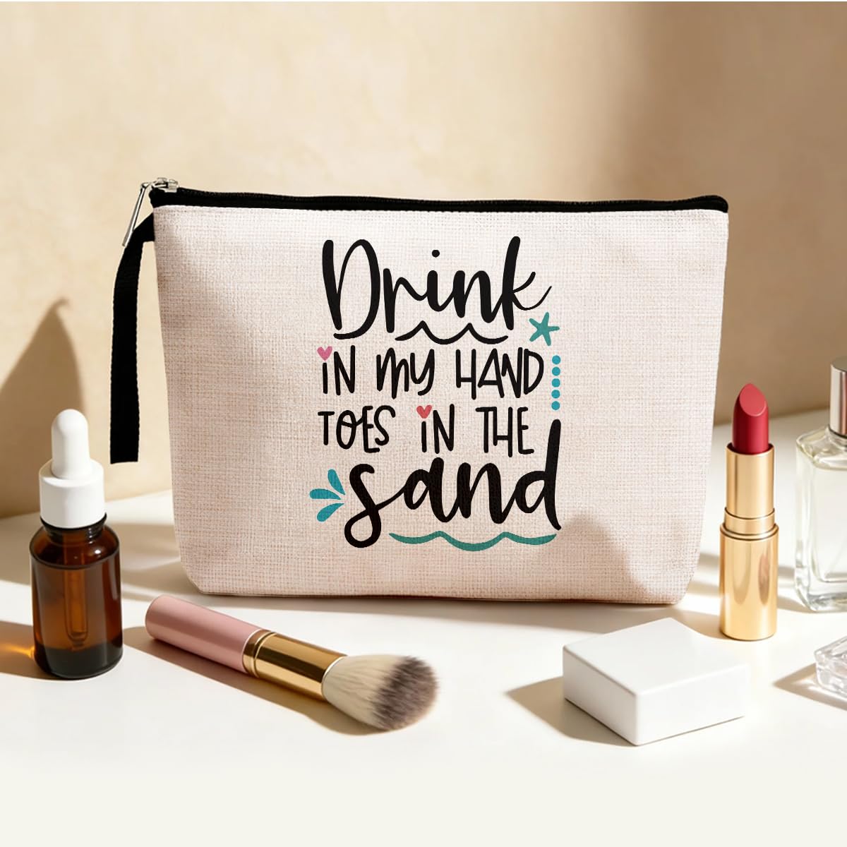 Hanamiya Na Beach Lover Gift: Beach Theme Decor, Purse, Makeup Bag, Travel Essentials, Cruise Bag for Summer Lovers