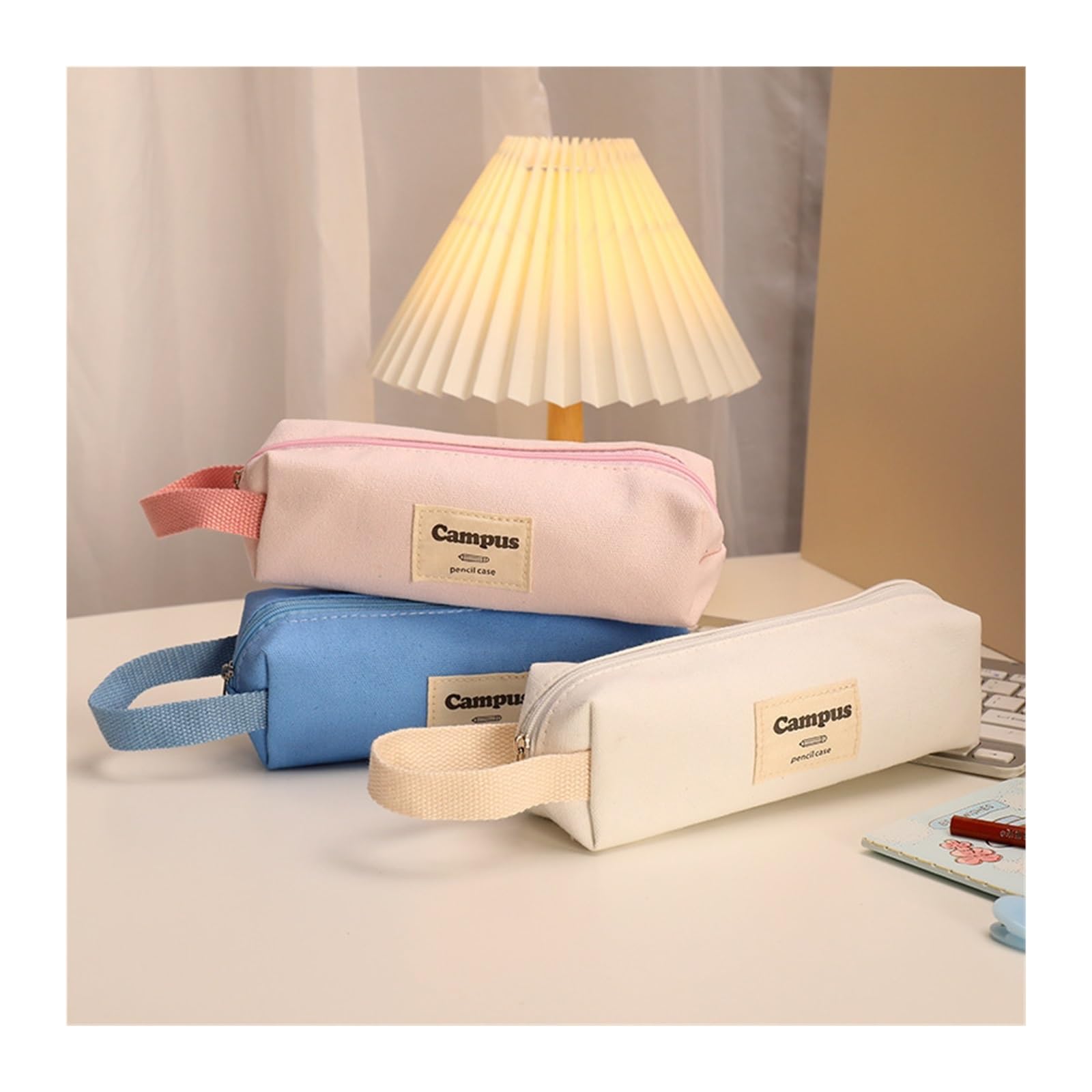 Astuccio grande for studenti | Organizzatore di archiviazione creativo, semplice, in stile coreano, di alto valore(Navy Blue)