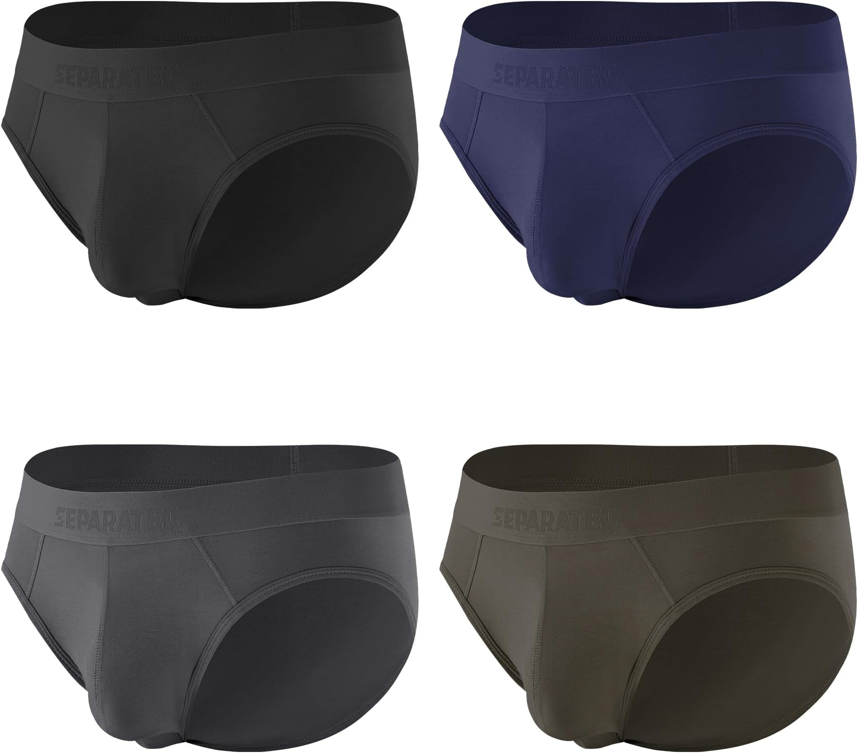 Separatec Men’s Briefs Underwear with Pouch Sexy Bulge Enhancing Moisture Wicking Rayon made from Bamboo Underwear Men 4 Pack