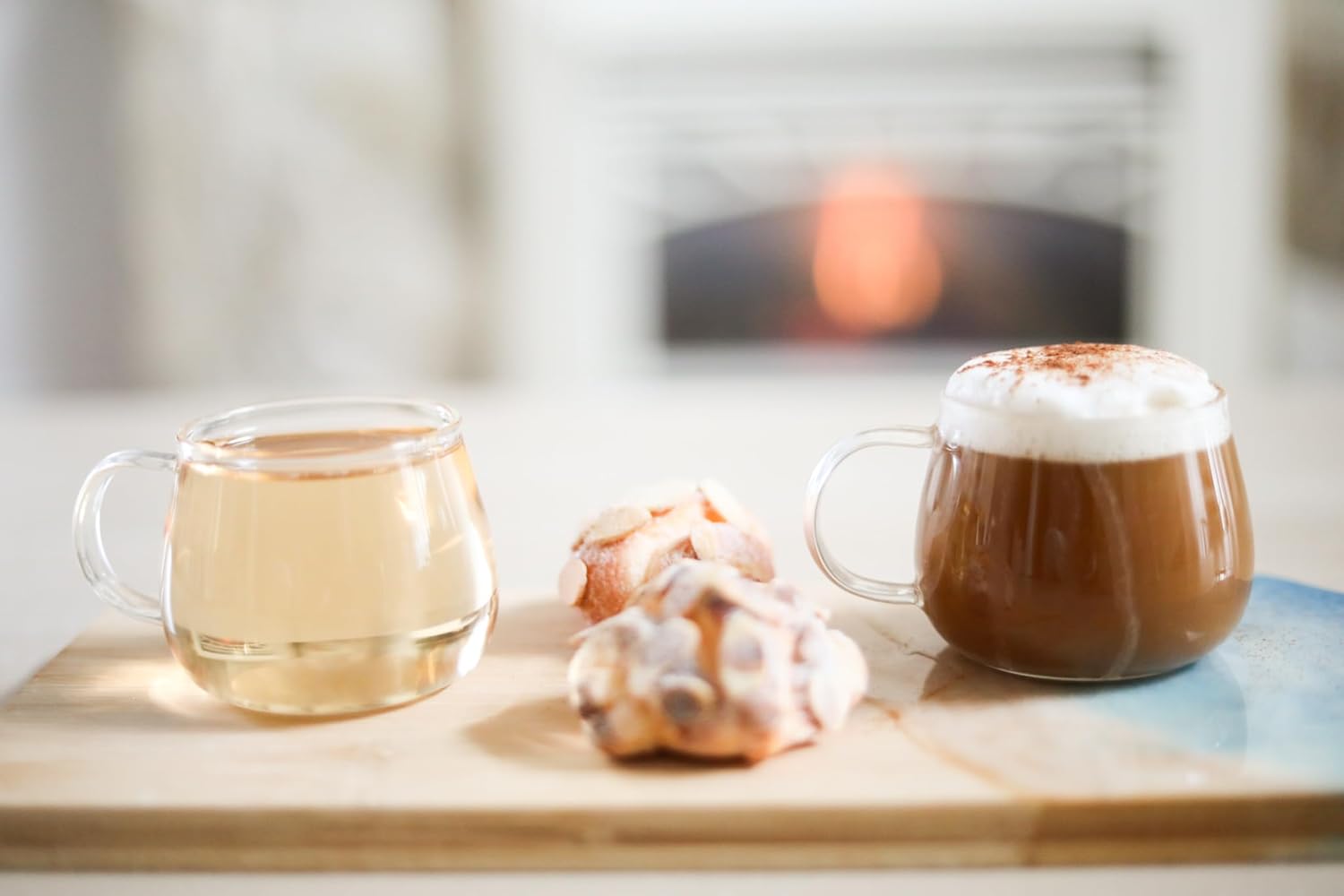 Teabloom Set of Two Premium Borosilicate Glass Tea Cups - 7 oz / 207 ml - Stain-free and Microwave Safe - Blossoms Collection - Image 2