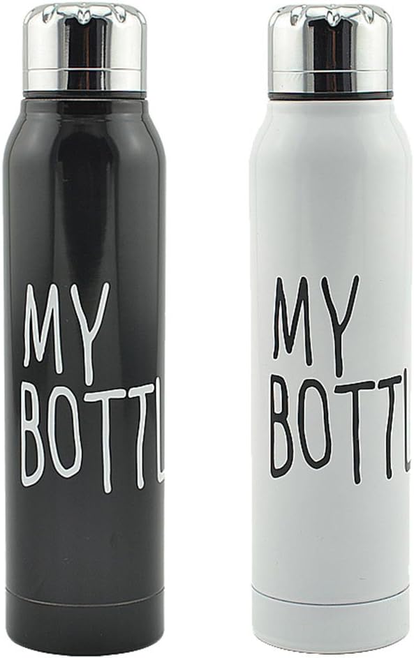 Cylindrical Stainless Steel Vacuum Flask Portable Thermal Insulated Mug for Lovers 300ML Travel Bottle, 18 Hours Heat Preservation, A Pair