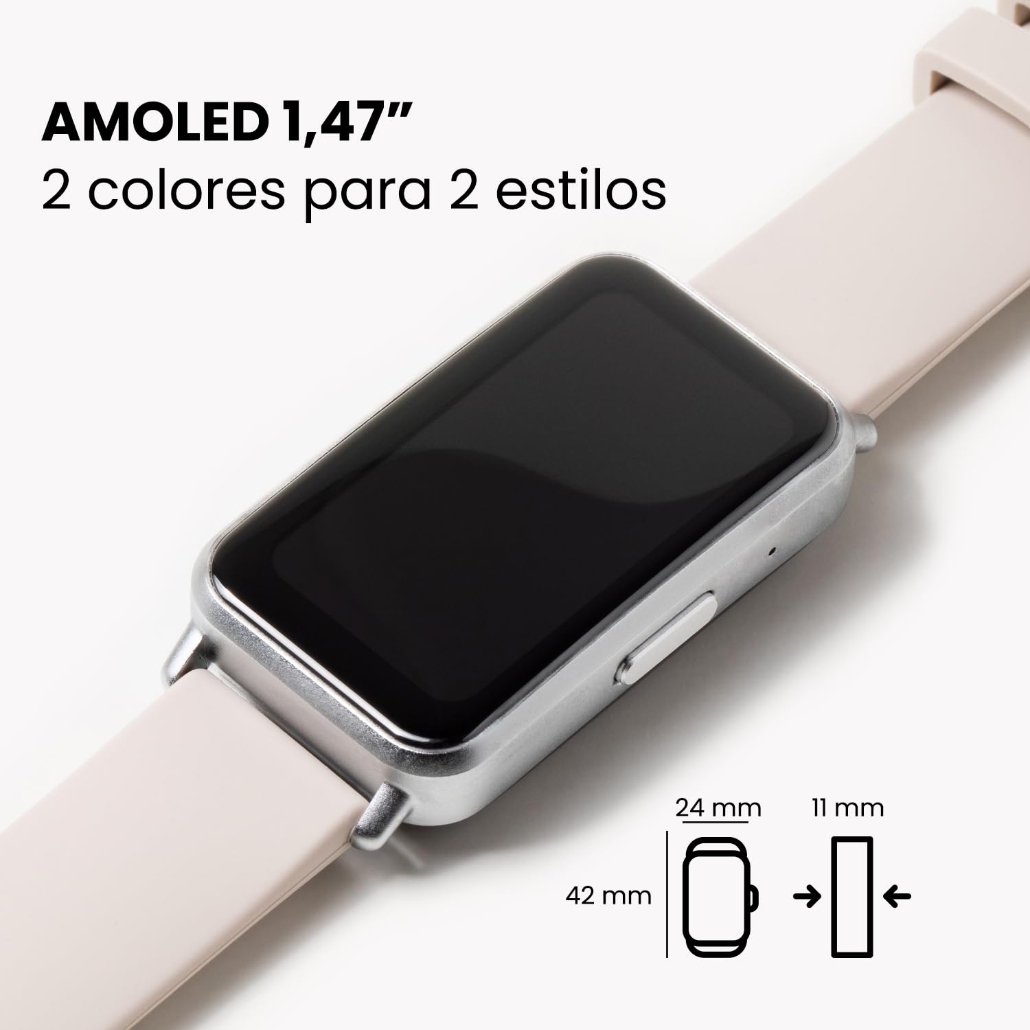 SPC Duo Fit - Pulsera Deportiva con Pantalla AMOLED 1,47” | Llamadas Bluetooth y notificaciones | +100 Deportes | 2 Correas Incluidas (Beige y Granate) | Batería hasta 8 días | IP68 | App Smart You