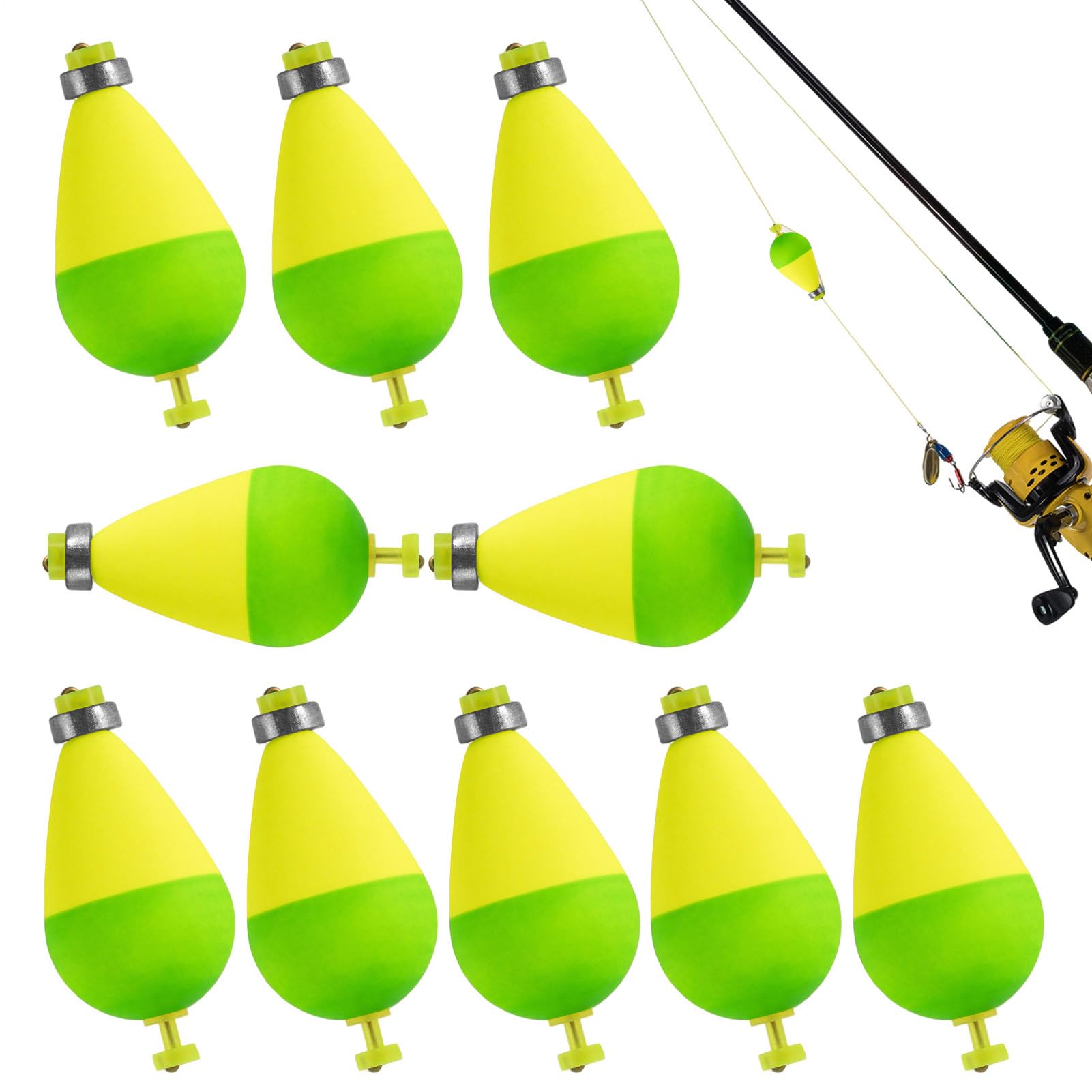 Lot De 10 Flotteurs Ovales Coulissants Pour Pêche Avec Plomb - Bouchons Pondérés Truites & Poissons