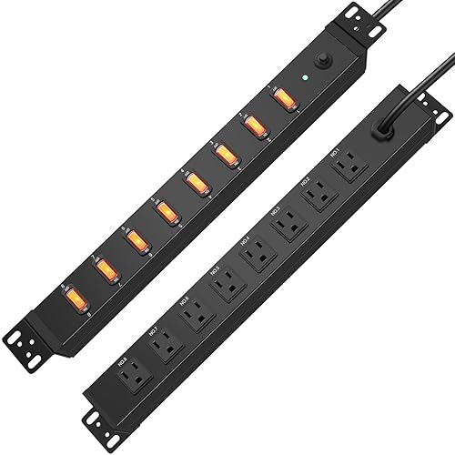 HHSOET 1U Rack Mount Surge Protection, 8 Outlet PDU Power