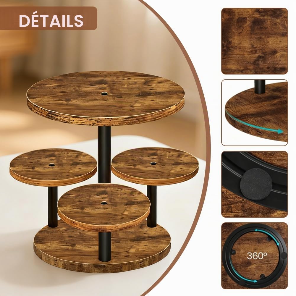 FARYODI Présentoir à gâteau rotatif de 32 cm - 3 étages pour cupcakes et tartes - Plateau à gâteau en acrylique avec plateau rotatif à 360° - Pour mariage, anniversaire, baby shower, réutilisable