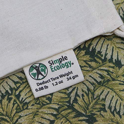 Simple Ecology Muslin Reusable Produce Shopping And Storage Bags, Organic Cotton, Drawstring, Washable, Tare Weight Tag; Set Of 6 With 2 Ea. L, M, S #TOP7