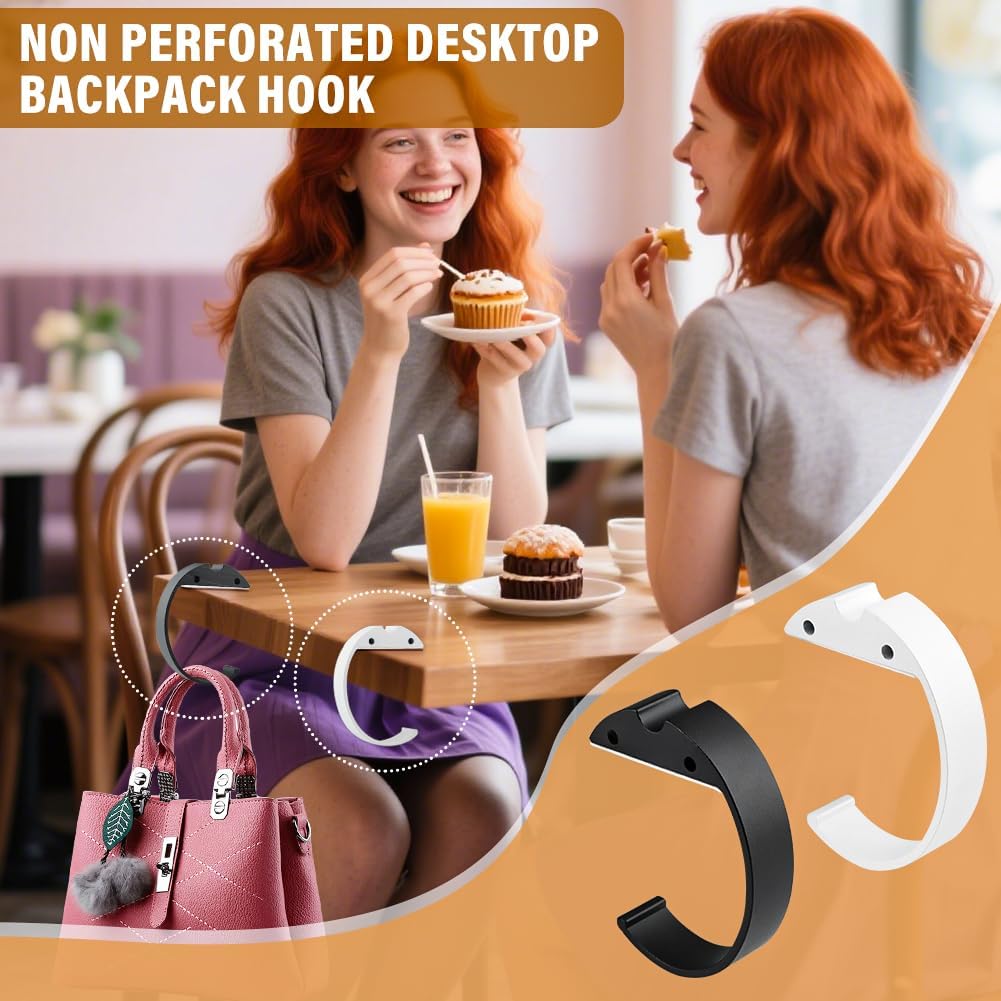 2PCS Purse Hook for Table, C Shape Purse Hanger for Desk, Non-Slip Handbag Holder, Alloy Materials, Hanger Various Heavy Items Desk Hook - Image 6