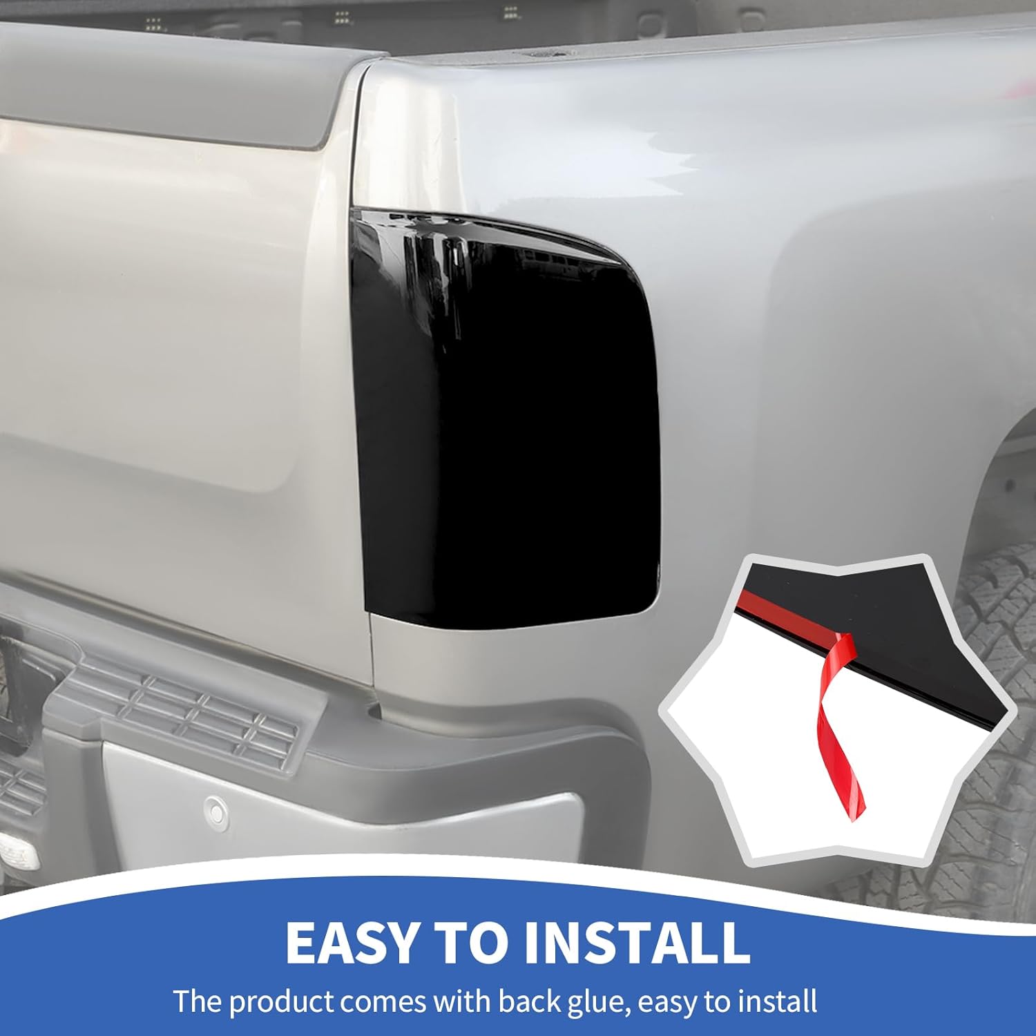 Smoked Tail Light Cover Rear Light Lamp Trim Guards Compatible with Chevy Silverado & GMC-Sierra 2007-2013, Smoke Black