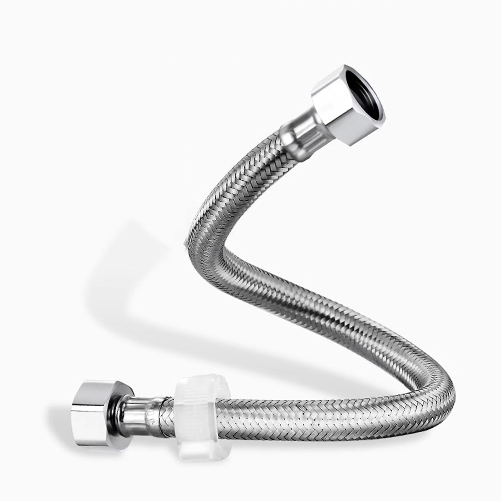 Lignes d'alimentation de robinet, connecteur de tuyau de robinet de salle de bain, ligne d'alimentation en eau tressée en acier inoxydable 304, filetage droit interne, calibre 20 mm (180 cm)
