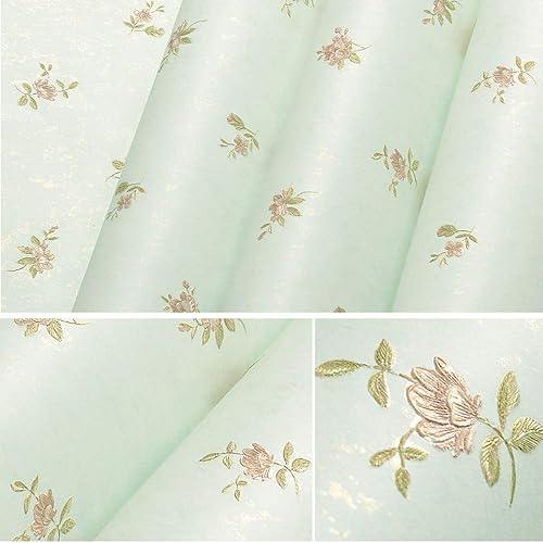 Miniatura 9 de DAWEI Papel tapiz pastoral moderno no tejido en relieve profundo 3D rosa floral para dormitorio, sala de estar, habitación de los niños, 1.73 pies
