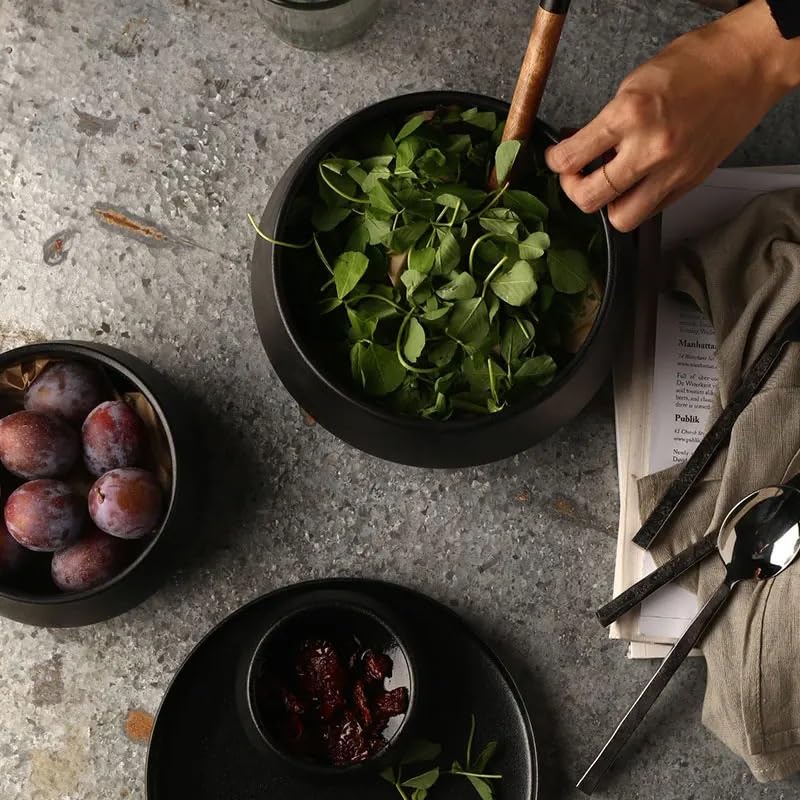 Talerze obiadowe Ceramiczna miska na ryż, czarna matowa miska na zupę, miska do restauracji, przekąski, zastawa stołowa kuchnia miska na sałatkę
