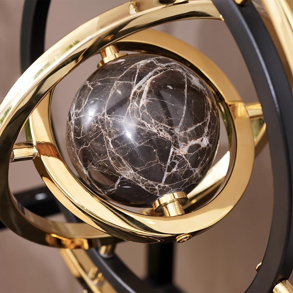 Homary Modern Abstract Art Decoration Metal Globe Ornament Sculpture Decor with Rectangle Stand Black & Gold - Image 4