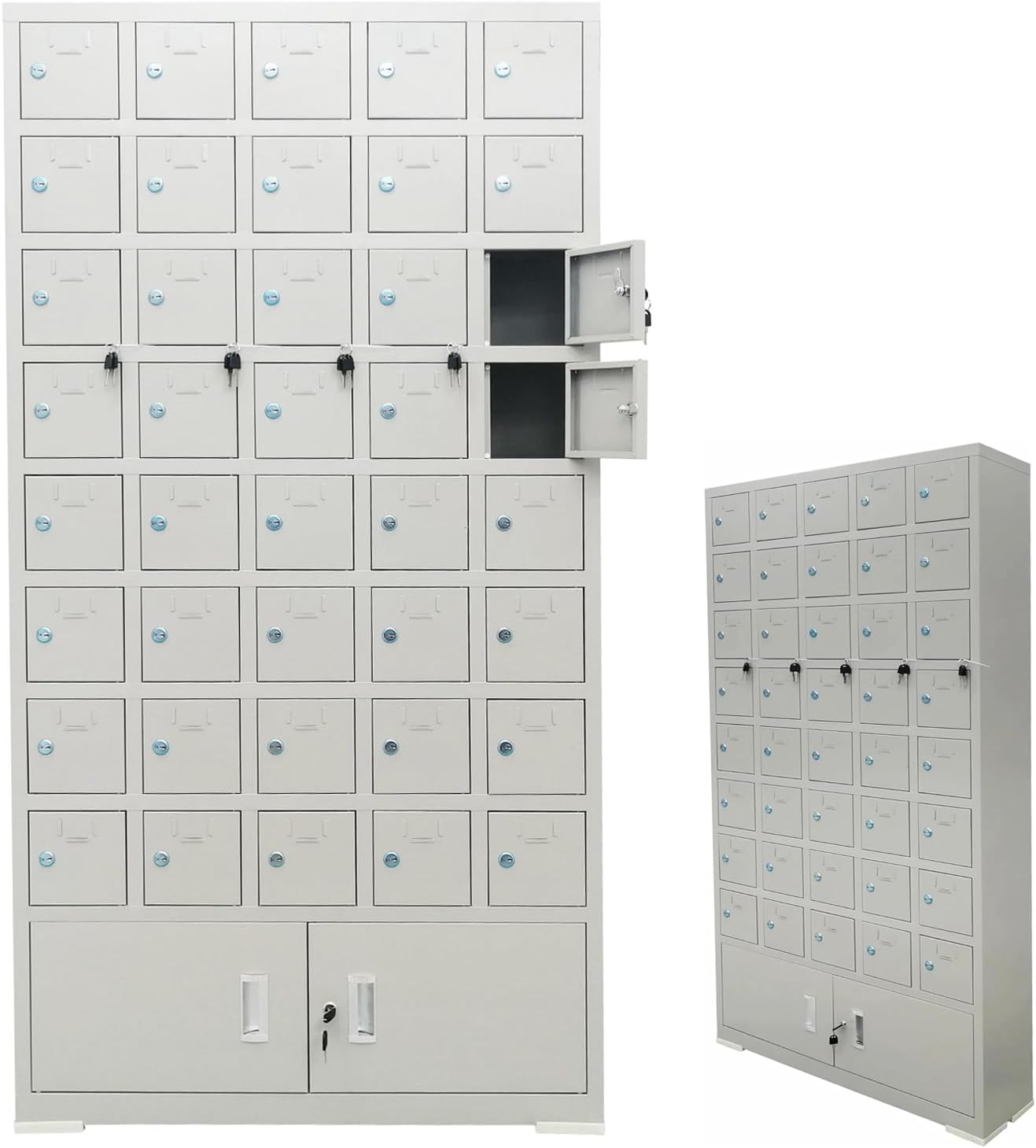 INTBUYING Mobile Phone Locker Box - 40 Door Steel Cell Phone Storage Cabinet with Locks and Keys for Office, School, Classroom, Factory