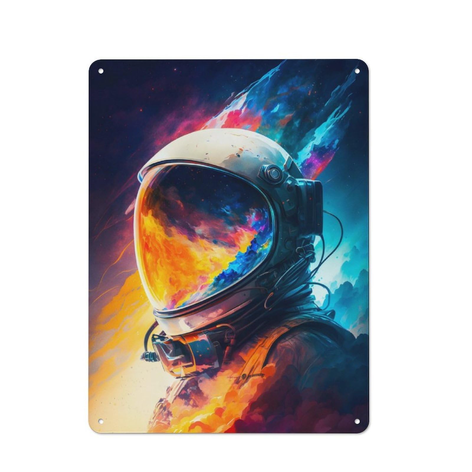 Junmoney Astronaut Reflections 14 Tin Wall Plaque 40X30cm With For Pub Or Café, Suited To Pub Decor Enthusiasts, For Retro Home Interiors