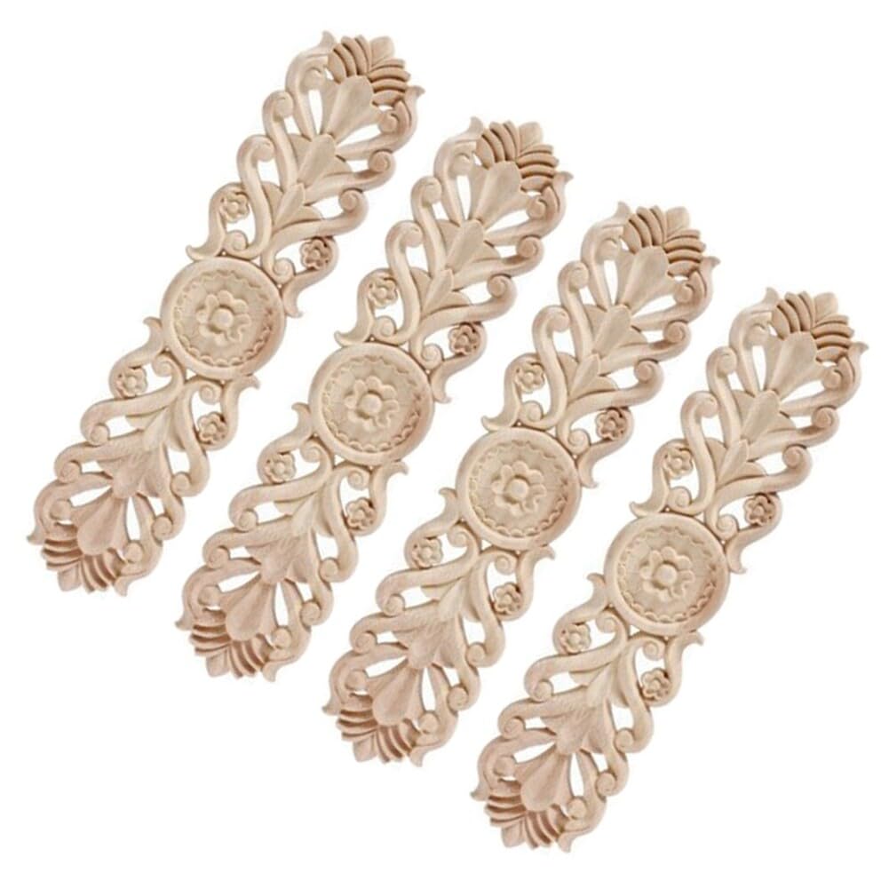 4 Stück Vintage Holzdekor Aufkleber - Geschnitzte Möbelapplikationen Für Schränke & Möbel