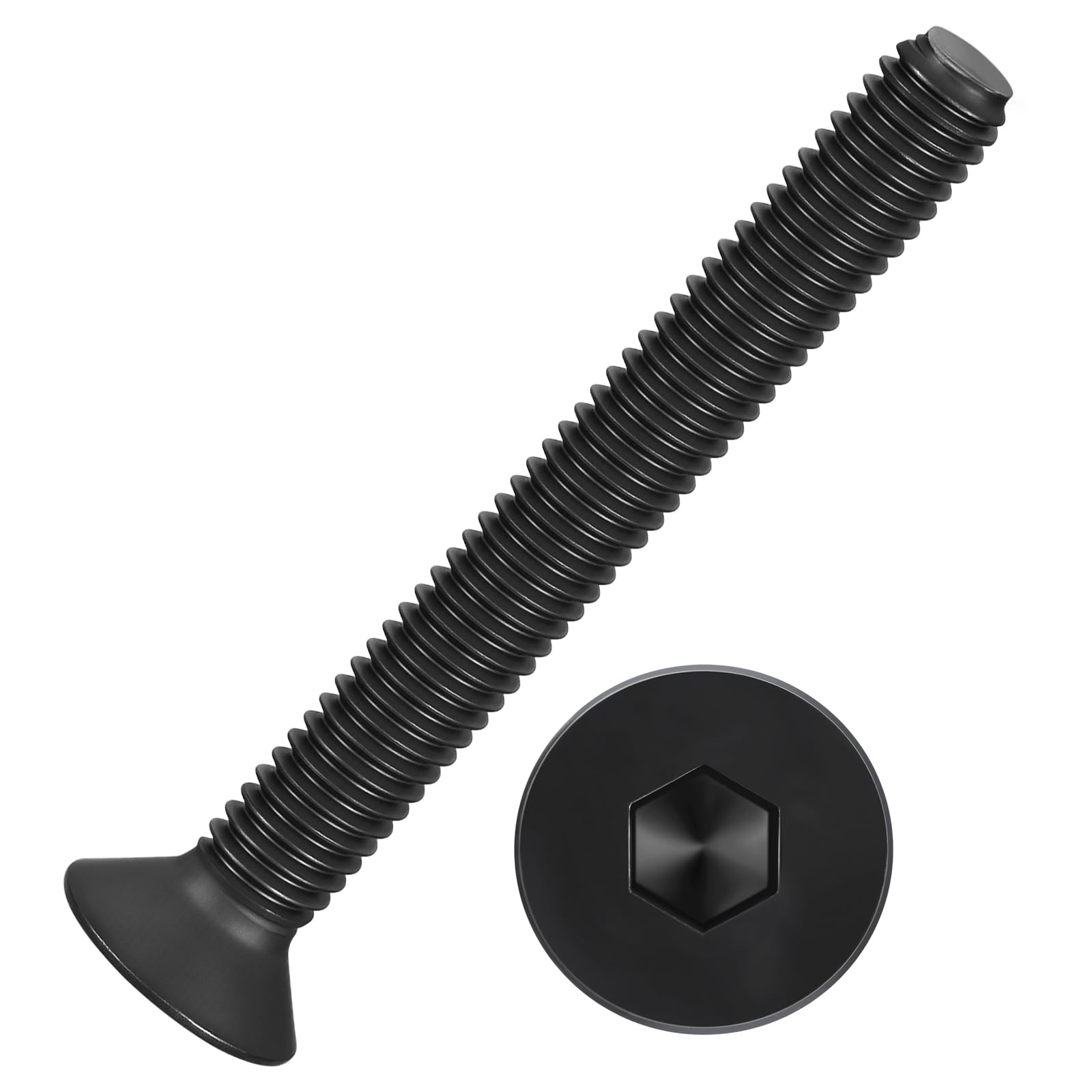 Kozelo 40Pcs Flat Head Socket Cap Screws - [M6-1 x 50], Carbon Steel Countersunk Bolts, Black, for Automotive, Furniture Repair, Industrial Equipment & Temporary Fixes