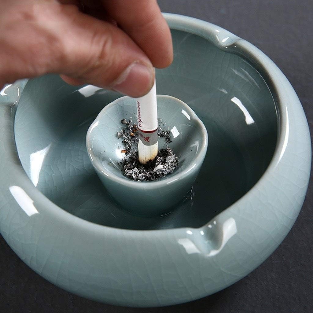 Home Ashtray Round Ceramic Ashtrays, Ash Holder for Cigarettes,Home,Living Room,Car,Gifts,Decoration,Creative,Blue,Green,Yellow Household ashtrays(C) image 4