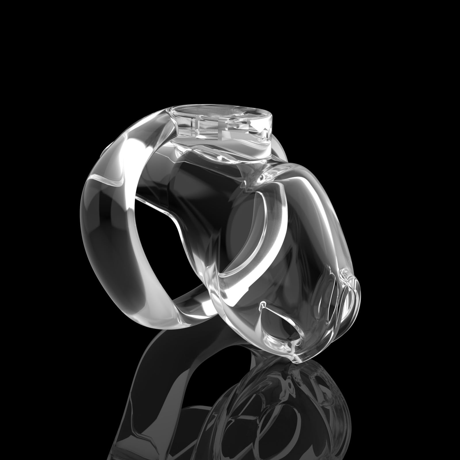 Chastity Cage Man Cage de Chasteté pour Pénis avec Ceinture et 4 Anneaux Différents Sex Toys Homme Petit et Respirant Cage Chastetée avec Serrure pour Bondage le Pénis (Transparent,L)