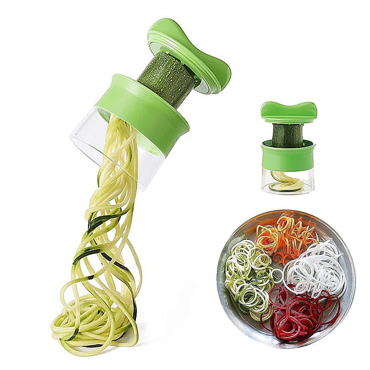 Handheld Spiralizer Vegetable Slicer, Upgrade 4 in 1 Adjustable Spiral Slicer, Veggie Spiral Cutter Pasta Spaghetti Maker for Carrot, Fruit, Cucumber, Potato, Pumpkini,Zucchini Spaghetti Maker