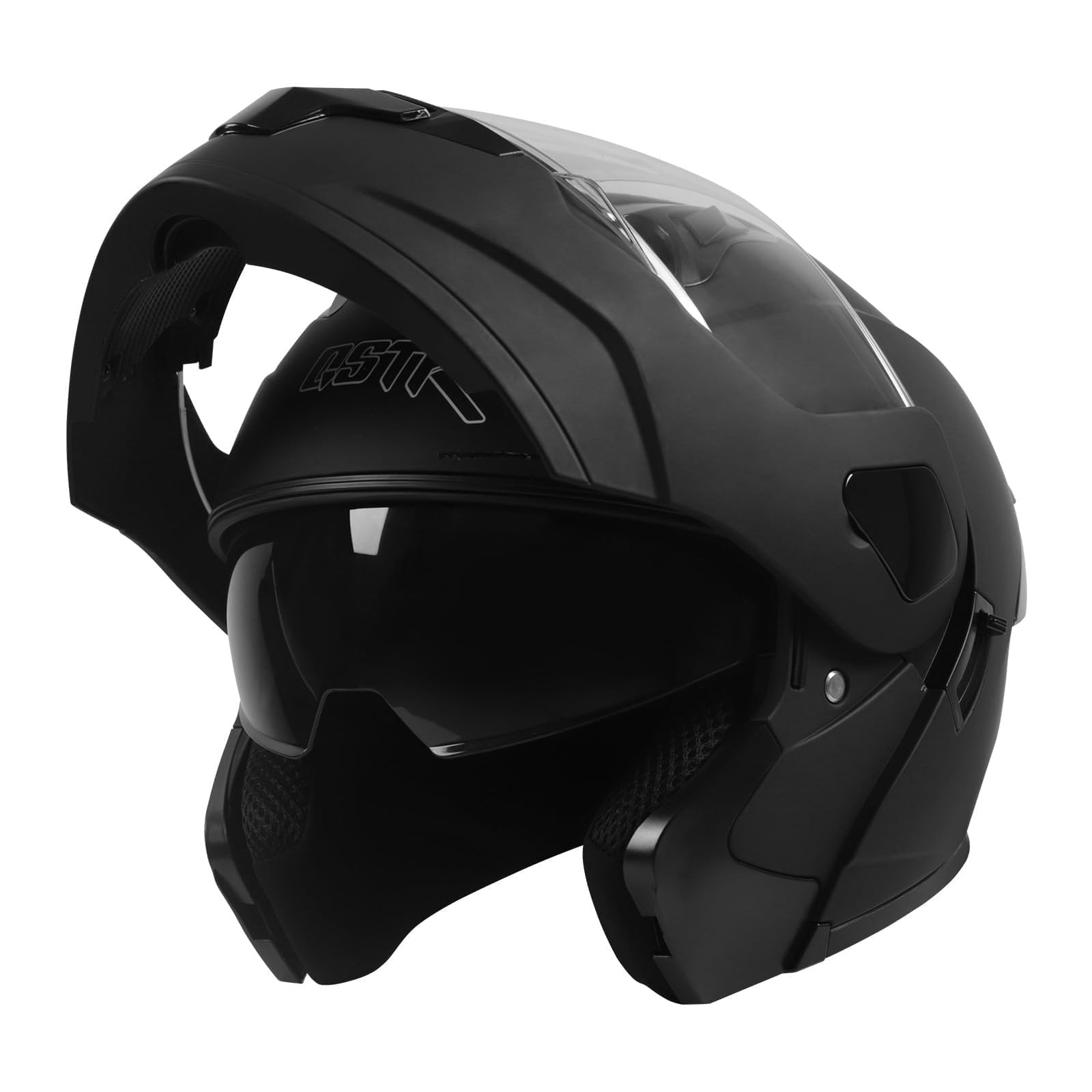 SPARK DOT Approved Modular Flip-Up Dual Visor Motorcycle Full Face Helmet, Black, Large (59-60cm)