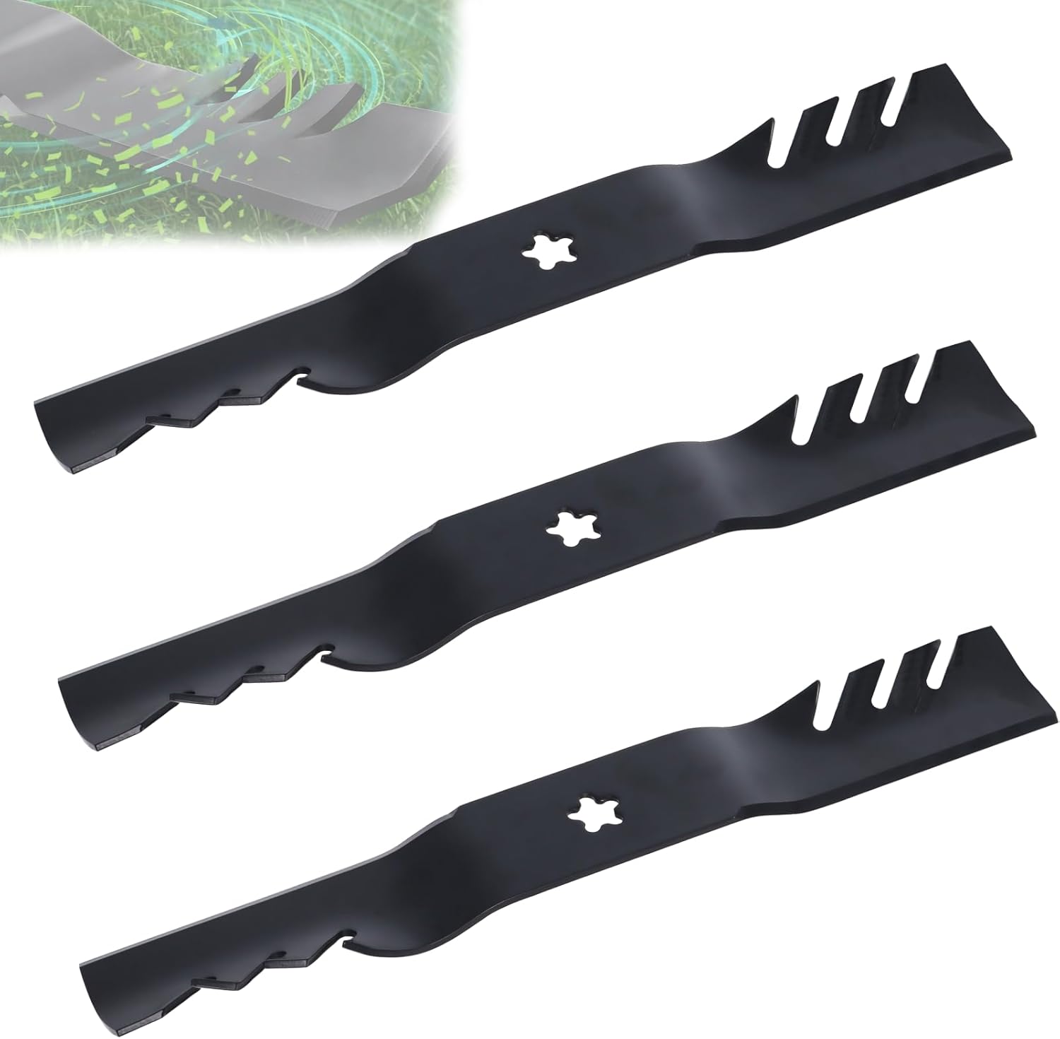 54" High Lift Mower Blades Compatible with Husqvarna/Craftsman 54" Deck – Replace 187256 532187256 187254 594892901 – Fits Z254F Z254 MZ54 RZ5424 YTH24V54 LGT2654 – 5-Point Star Hole (3-Pack)