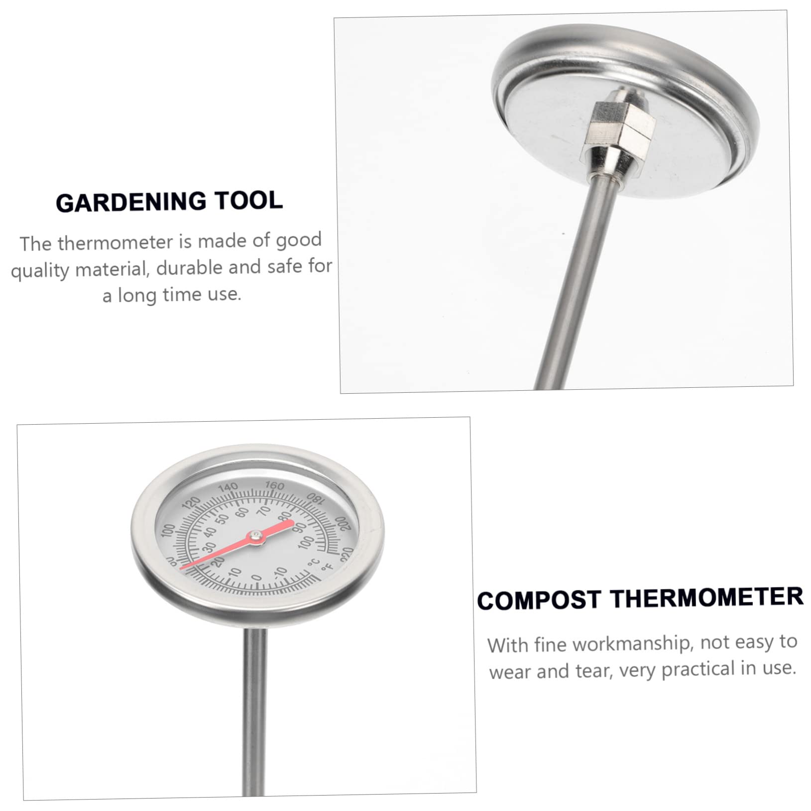 OFFSCH Soil Thermometer Soil Testing Precision Compost 50cm Ground Temperature Soil Temperature Measuring Tool Temperature Detector for Gardening Soil Compost Extend Stainless Steel Glass