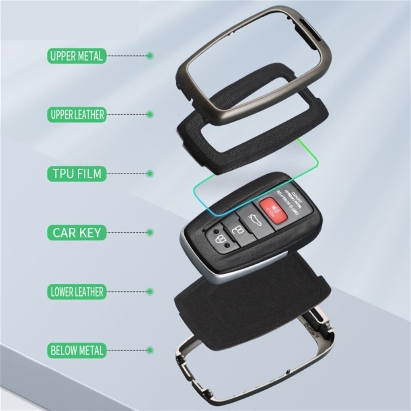 Custodia Protettiva per Chiavi Auto Custodia per Chiave Telecomando Auto Compatibile con To&Yo&Ta Prius Camry Corolla CHR C-HR RAV4 Land Cruiser Prado 2 3 4 Pulsanti(Black 1 PC)