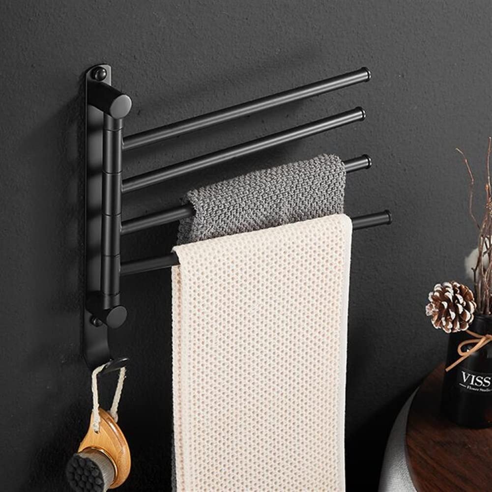 TYUHDUYUR Towel Rack, Towel Rail for Bathroom, Brushed Brass Towel bar for Bathroom, Brushed Towel bar, Adjustable Towel bar, Towel Shelf for Bathroom/Gold with bar/a (matt Black a)