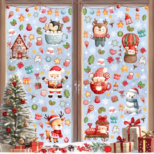 Fensterbilder Weihnachten Selbstklebend,9 Blatter Fenstersticker...