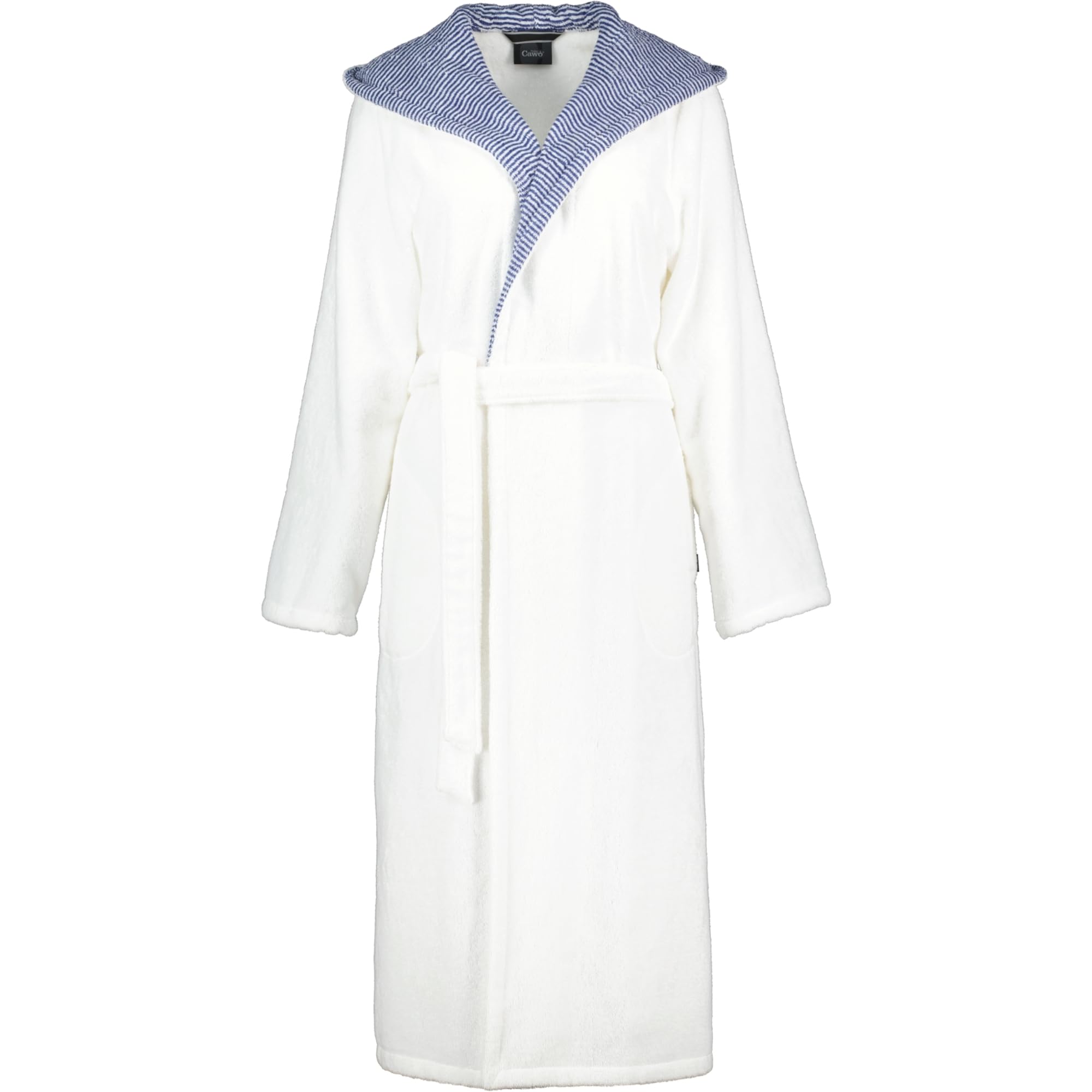 Cawö Home Bademäntel Damen Kapuze Classic 4345 weiß-blau - 601 L