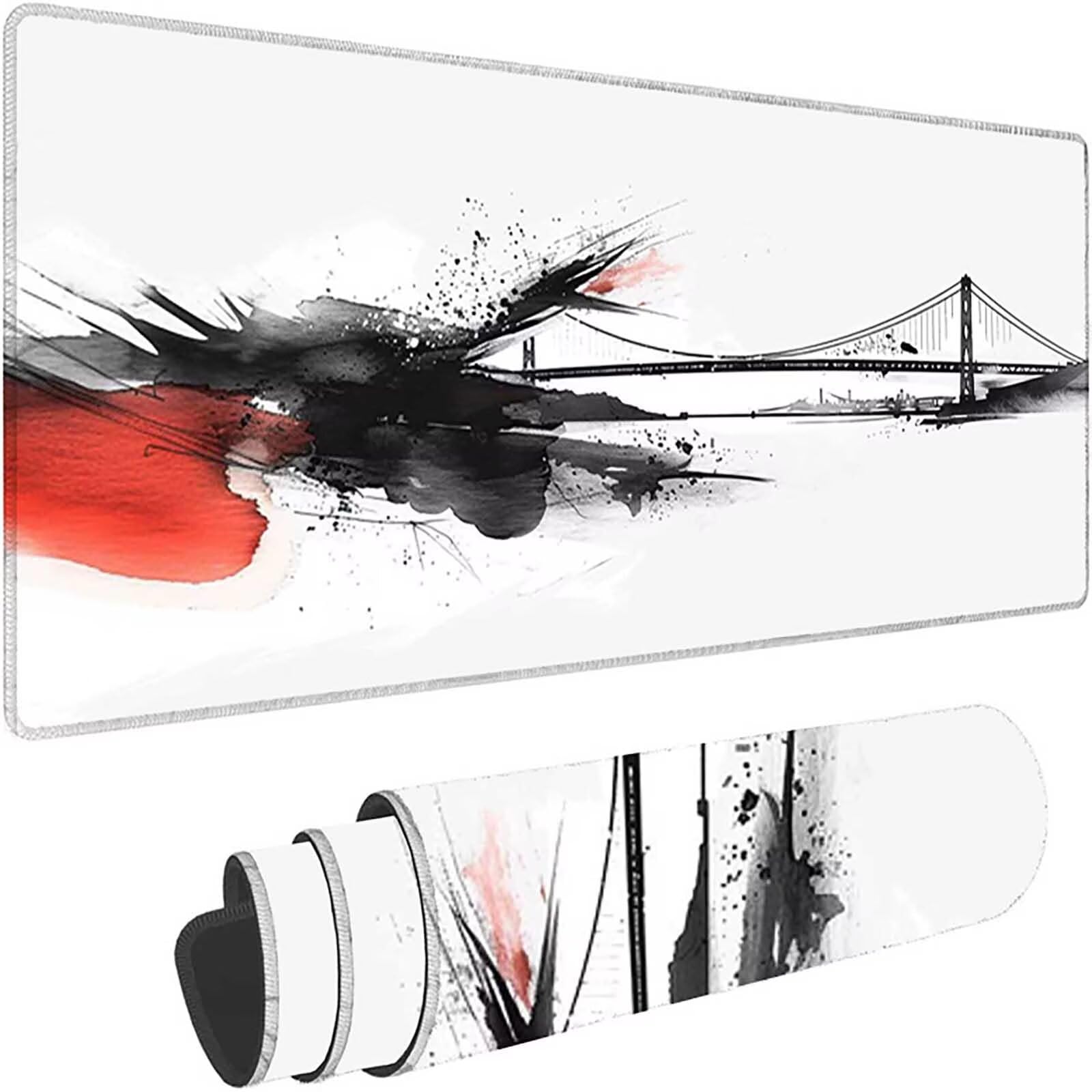 Czarna podkładka pod mysz do gier XXL 1600 x 800 x 3 mm duża podkładka pod mysz XXL podkładka pod mysz do klawiatury i biura, wysoka precyzja i prędkość, antypoślizgowa guma dla graczy akcesoria do