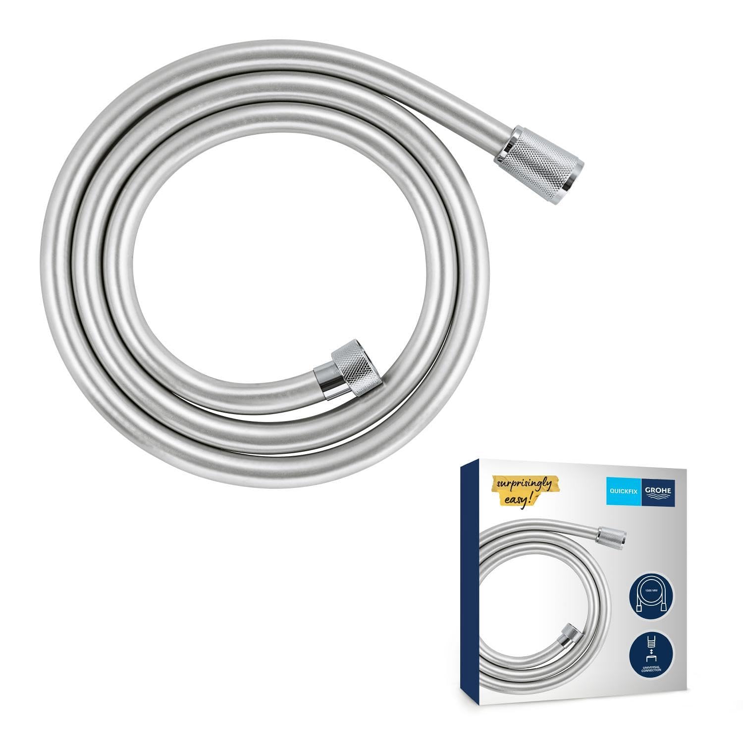 GROHE VitalioFlex Silver, Brauseschlauch 1,50m, TwistFree ohne Verdrehen