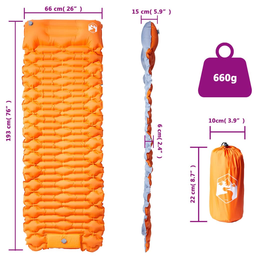 Mangloder Selbstaufblasende Isomatte mit Kissen Marineblau langlebige Campingmatte mit Fußpumpe für Trekking, Wandern, Zelt, Festival, Reise, isolierend, bequem, leicht, kompakt, wasserfest