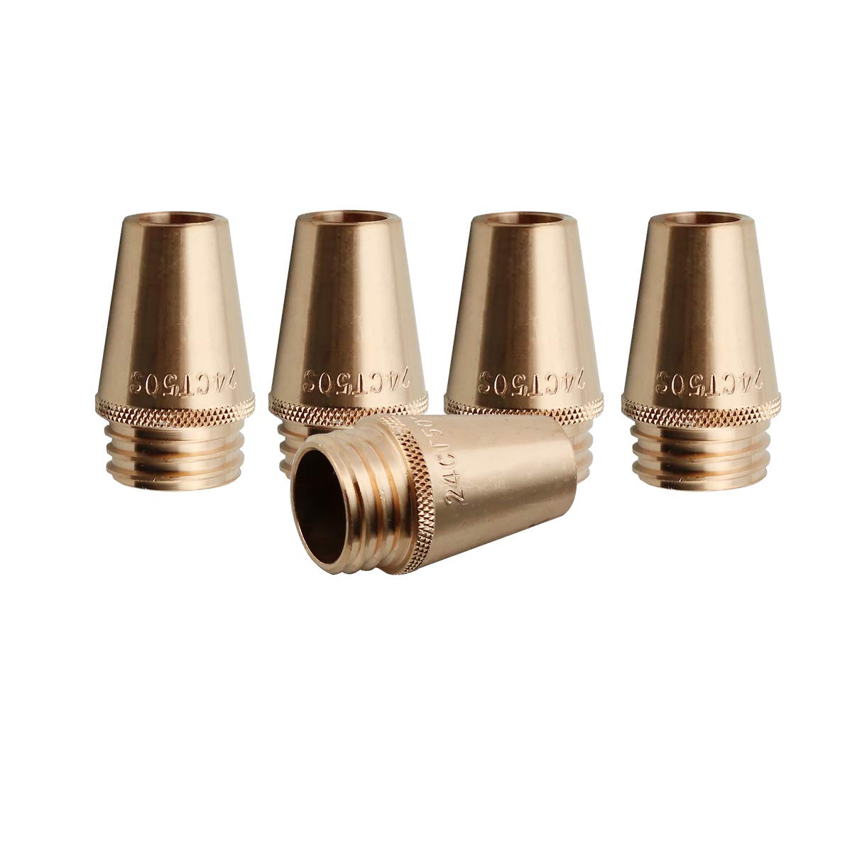 WeldingCity 5-pk Coarse-Thread Gas Nozzle 24CT-50-S 1/2" for MIG Welding Gun Tweco Professional #4 and Lincoln 400 (Pack of 5 Nozzles)