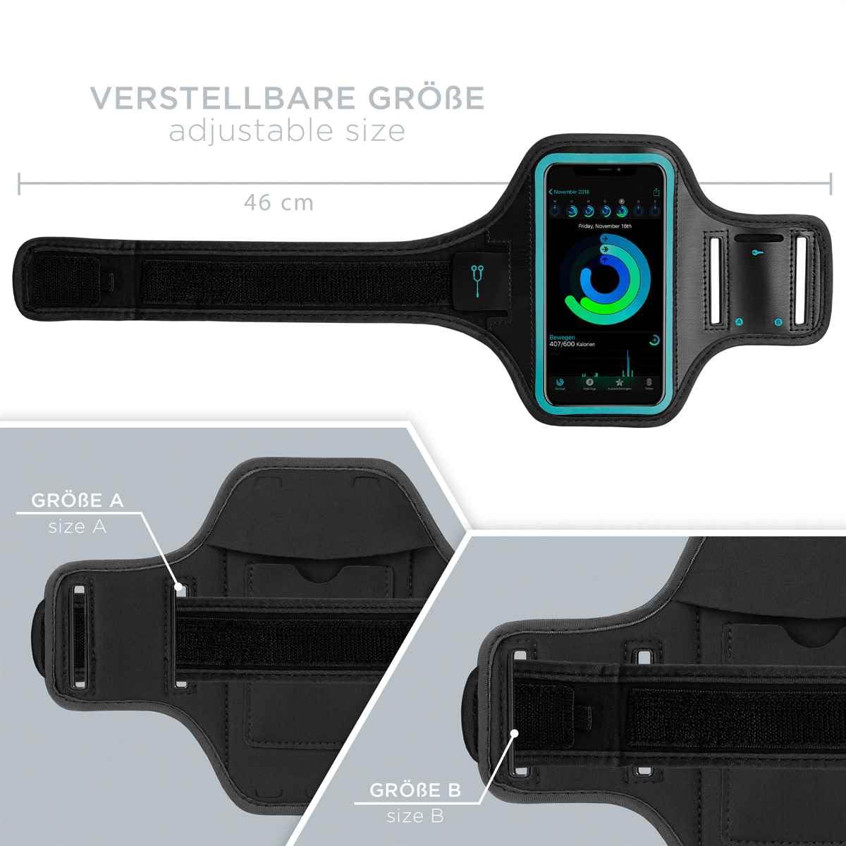 ONEFLOW Workout Case für Samsung Galaxy A55 5G Sportarmband zum Joggen mit Touch Fenster, Handy Armband für Sport und Outdoor, Handyhalterung für den Arm, Lauftasche Jogging, Blau