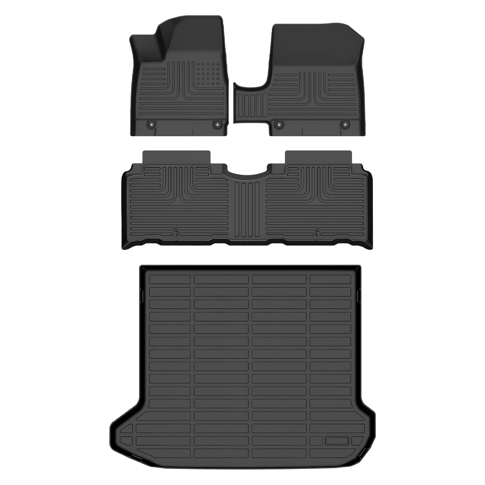 AZYT® Floor Mats &amp; Cargo Liner Set for 2025 2026 Hyundai Ioniq 5 with Unmovable Console All Weather Automotive TPE Floor Liners Set Anti-Slip Waterproof Accessories - Black