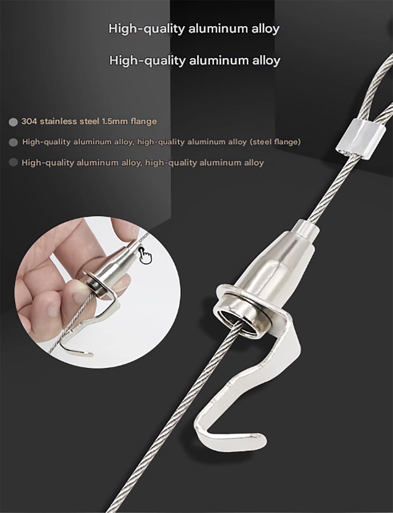 Kit di binari per Quadri da soffitto per impieghi gravosi - Binario a Parete da 100 cm per cornici, opere d'Arte e Foto - Include 2 Cavi e 2 Ganci per esposizioni in Stile Galleria (59,06 po