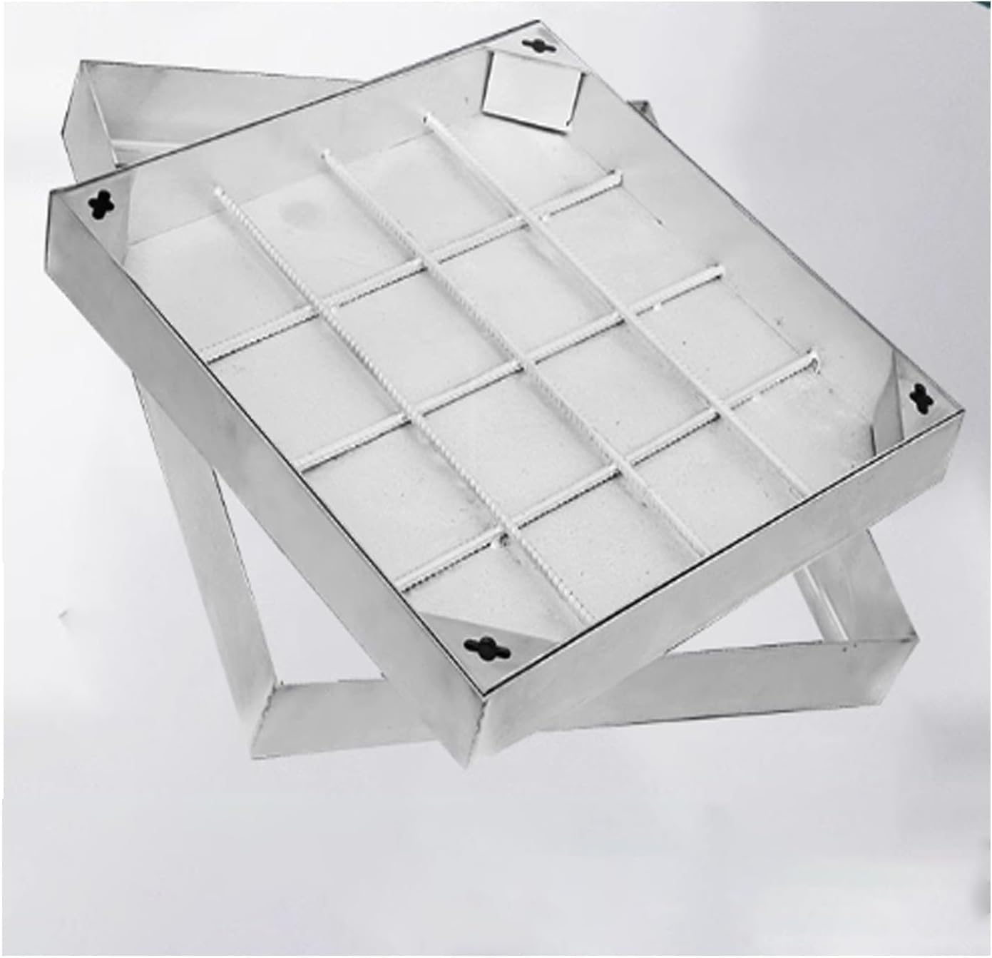 Konfigurowalne osłony włazów ze stali nierdzewnej - wytrzymałe kwadratowe talerze 30 cm, 40 cm, 61 cm, 66 cm, 81 cm na patio, garaż - trwały dostęp do szamba